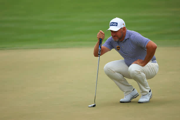 ORLANDO, FLORIDA - MARCH 06: Lee Westwood of England lines up a putt for birdie on the 18th green during the third round of the Arnold Palmer Invitational Presented by MasterCard at the Bay Hill Club and Lodge on March 06, 2021 in Orlando, Florida. (Photo by Mike Ehrmann/Getty Images)