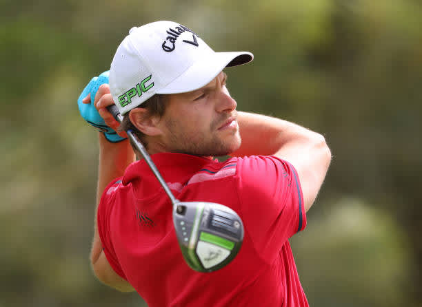 DOHA, QATAR - MARCH 13: Thomas Detry of Belgium tees off on the seventh hole during the third round of the Commercial Bank Qatar Masters at Education City Golf Club on March 13, 2021 in Doha, Qatar. (Photo by Warren Little/Getty Images)