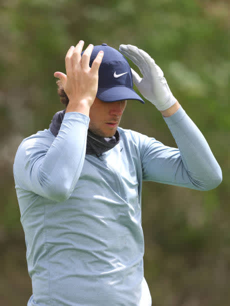DOHA, QATAR - MARCH 13: Thomas Pieters of Belgium gestures on the seventh hole during the third round of the Commercial Bank Qatar Masters at Education City Golf Club on March 13, 2021 in Doha, Qatar. (Photo by Warren Little/Getty Images)