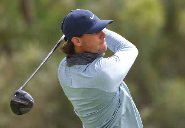 DOHA, QATAR - MARCH 13: Thomas Pieters of Belgium tees off on the seventh hole during the third round of the Commercial Bank Qatar Masters at Education City Golf Club on March 13, 2021 in Doha, Qatar. (Photo by Warren Little/Getty Images)