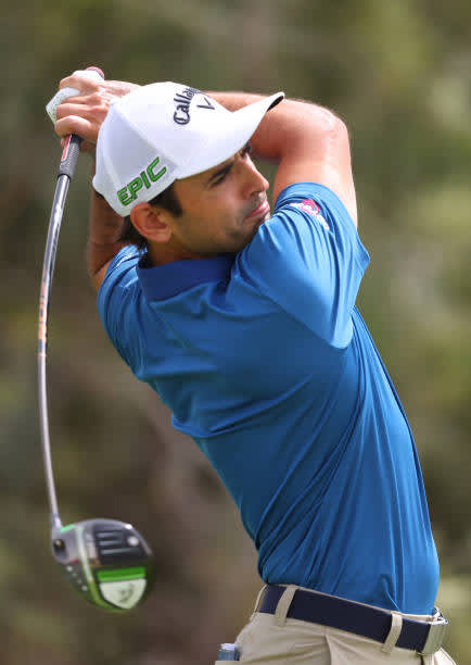 DOHA, QATAR - MARCH 13: Fabrizio Zanotti of Paraguay tees off on the seventh hole during the third round of the Commercial Bank Qatar Masters at Education City Golf Club on March 13, 2021 in Doha, Qatar. (Photo by Warren Little/Getty Images)
