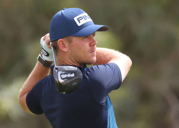 DOHA, QATAR - MARCH 13: Brandon Stone of South Africa tees off on the seventh hole during the third round of the Commercial Bank Qatar Masters at Education City Golf Club on March 13, 2021 in Doha, Qatar. (Photo by Warren Little/Getty Images)