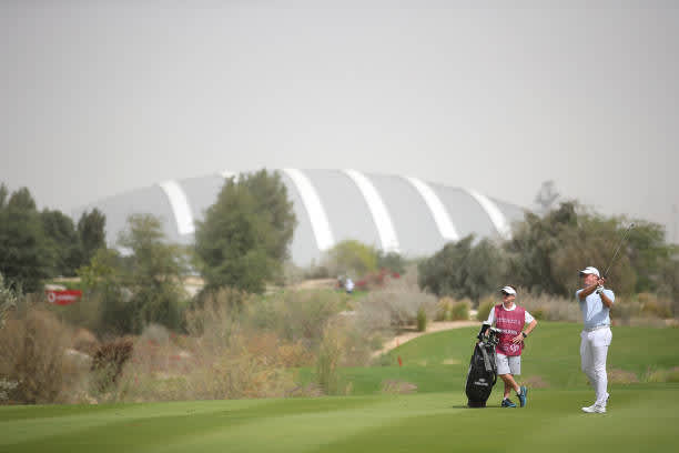 DOHA, QATAR - MARCH 13: Jamie Donaldson of Wales plays his second shot into the seventh hole during the third round of the Commercial Bank Qatar Masters at Education City Golf Club on March 13, 2021 in Doha, Qatar. (Photo by Warren Little/Getty Images)