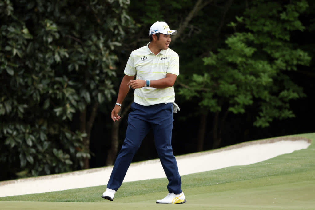 AUGUSTA, GEORGIA - APRIL 11: Hideki Matsuyama of Japan reacts on the fifth hole during the final round of the Masters at Augusta National Golf Club on April 11, 2021 in Augusta, Georgia. (Photo by Kevin C. Cox/Getty Images)