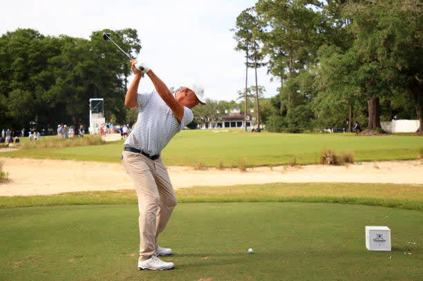 RIDGELAND, SOUTH CAROLINA - JUNE 13: Bo Van Pelt plays his shot from the 18th tee during the final round of the Palmetto Championship at Congaree on June 13, 2021 in Ridgeland, South Carolina. (Photo by Mike Ehrmann/Getty Images)