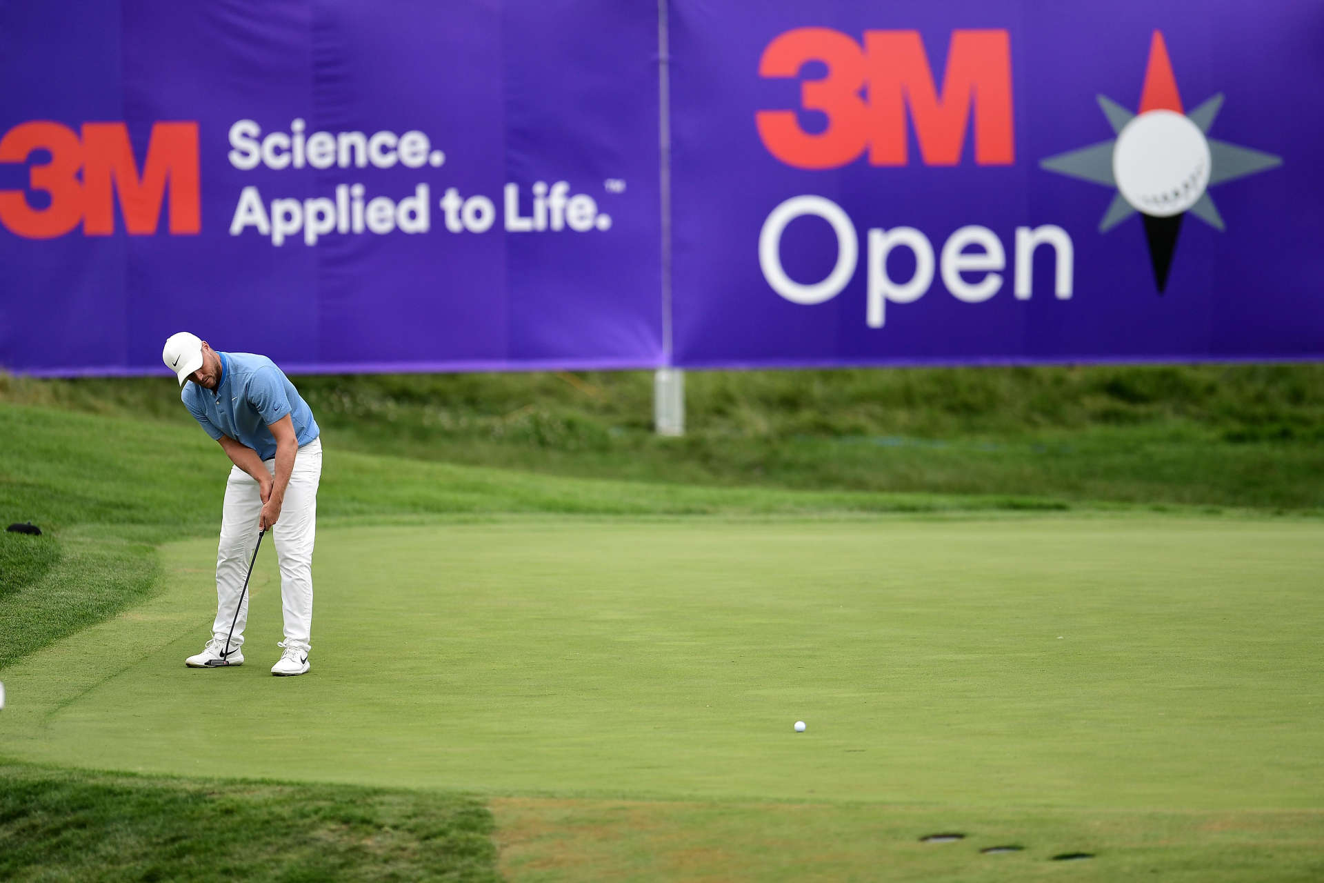 BLAINE, MINNESOTA - JULY 25: Alex Noren of Sweden putts on the 13th green during the third round of the 3M Open on July 25, 2020 at TPC Twin Cities in Blaine, Minnesota. (Photo by Stacy Revere/Getty Images)