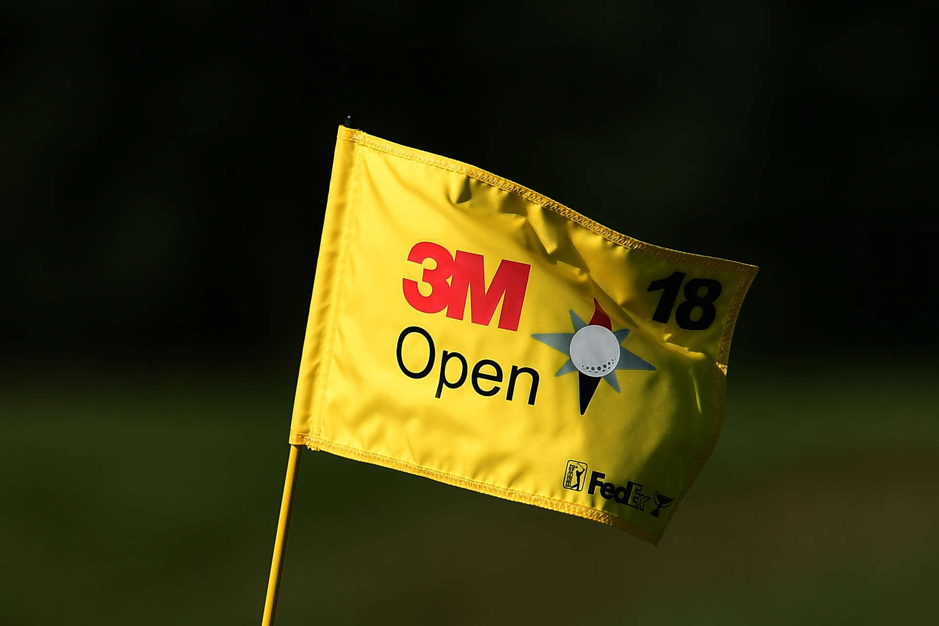 BLAINE, MINNESOTA - JULY 24: A detail of the 18th flagstick during the second round of the 3M Open on July 24, 2020 at TPC Twin Cities in Blaine, Minnesota. (Photo by Stacy Revere/Getty Images)