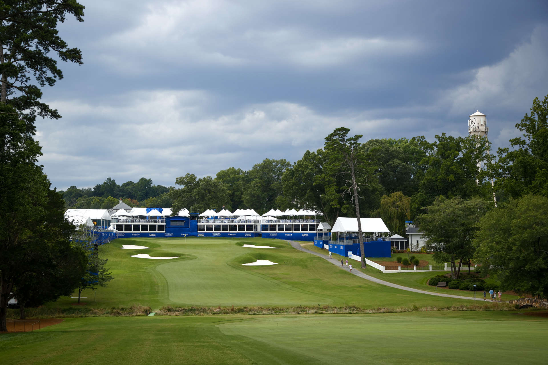 GREENSBORO, NORTH CAROLINA - AUGUST 12: A general view of the 18th fairway and green is seen during the first round of the Wyndham Championship at Sedgefield Country Club on August 12, 2021 in Greensboro, North Carolina. (Photo by Jared C. Tilton/Getty Images)