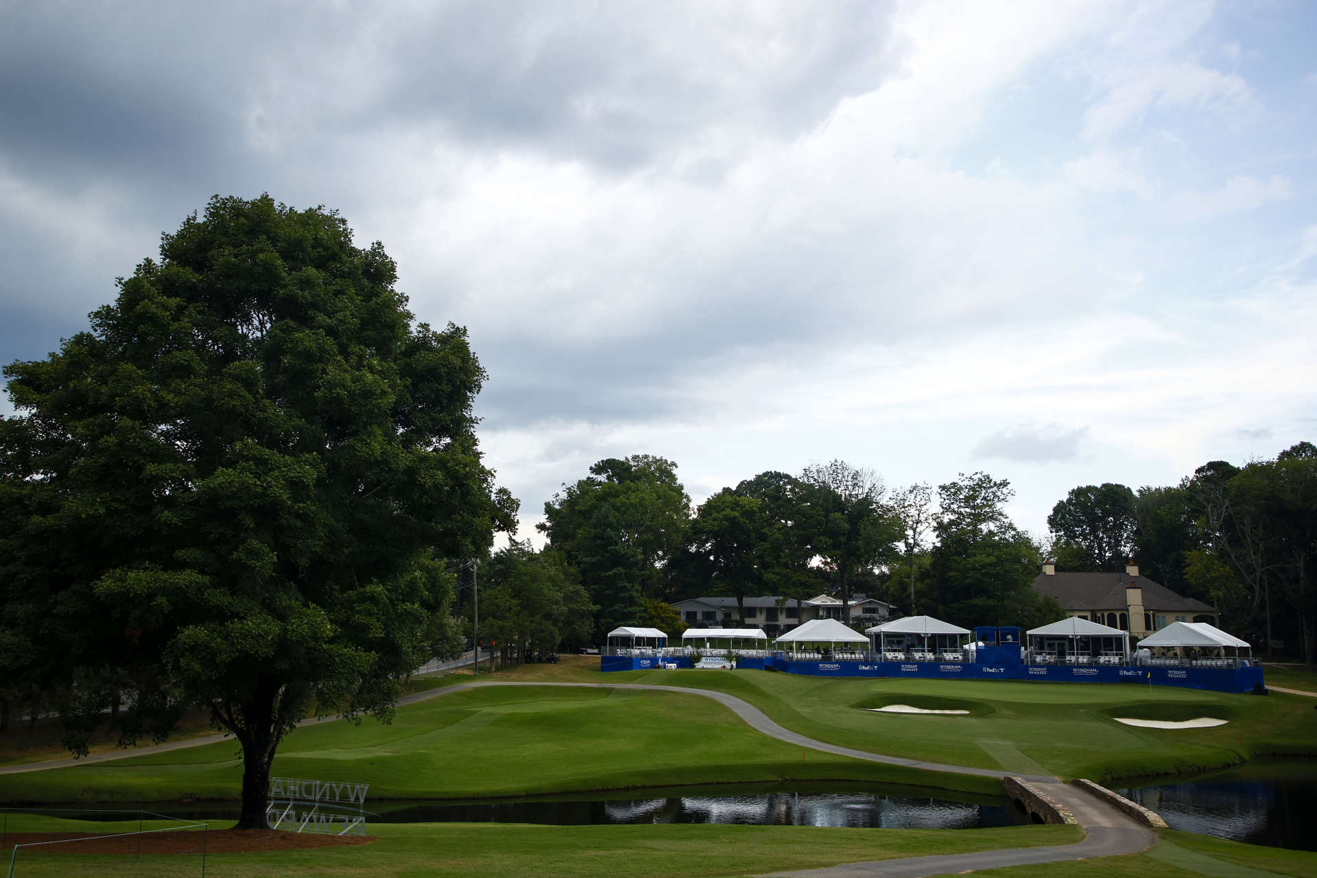 GREENSBORO, NORTH CAROLINA - AUGUST 12: A general view of the 16th green is seen during the first round of the Wyndham Championship at Sedgefield Country Club on August 12, 2021 in Greensboro, North Carolina. (Photo by Jared C. Tilton/Getty Images)