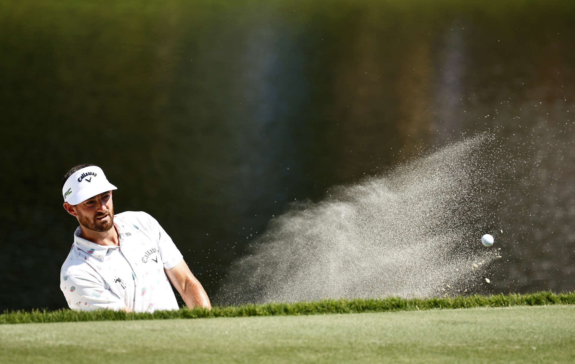 GREENSBORO, NORTH CAROLINA - AUGUST 13: Chase Seiffert of the United States plays a shot from a greenside bunker on the 15th hole during the second round of the Wyndham Championship at Sedgefield Country Club on August 13, 2021 in Greensboro, North Carolina. (Photo by Jared C. Tilton/Getty Images)