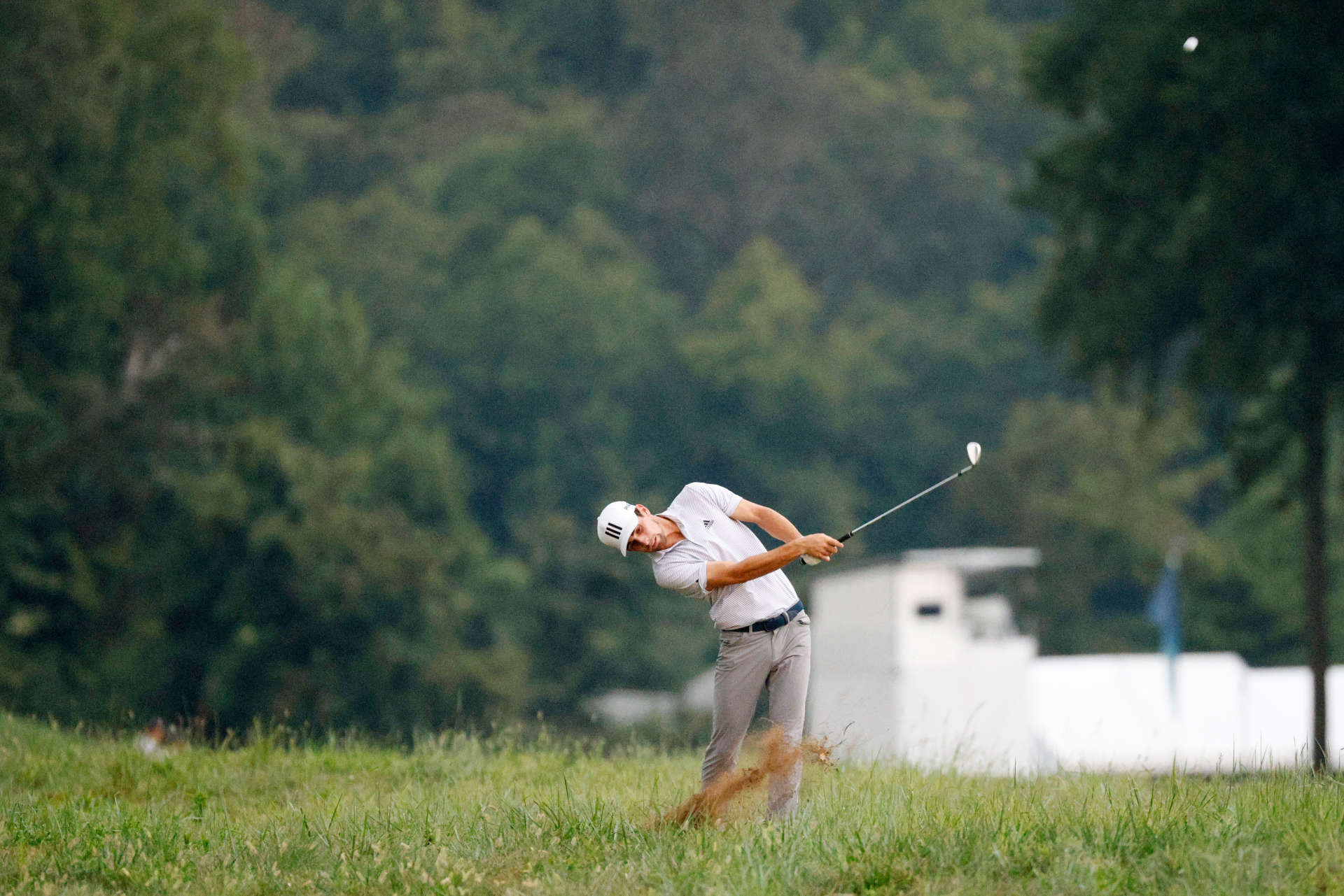 OWINGS MILLS, MARYLAND - AUGUST 27: Joaquin Niemann of Chile plays a shot on the 16th hole during the second round of the BMW Championship at Caves Valley Golf Club on August 27, 2021 in Owings Mills, Maryland. (Photo by Cliff Hawkins/Getty Images)