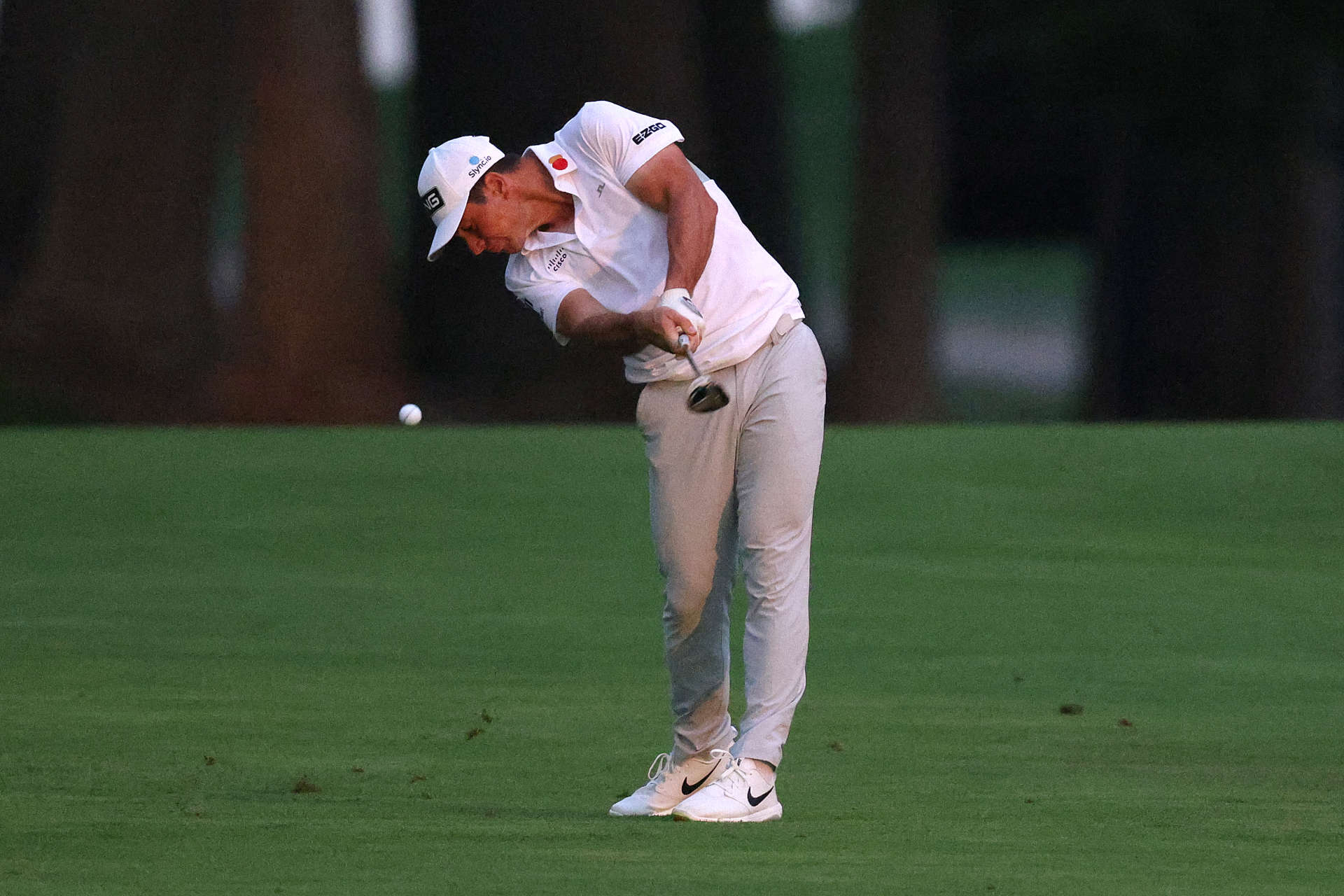 OWINGS MILLS, MARYLAND - AUGUST 27: Viktor Hovland of Norway plays a shot on the 16th hole during the second round of the BMW Championship at Caves Valley Golf Club on August 27, 2021 in Owings Mills, Maryland. (Photo by Rob Carr/Getty Images)