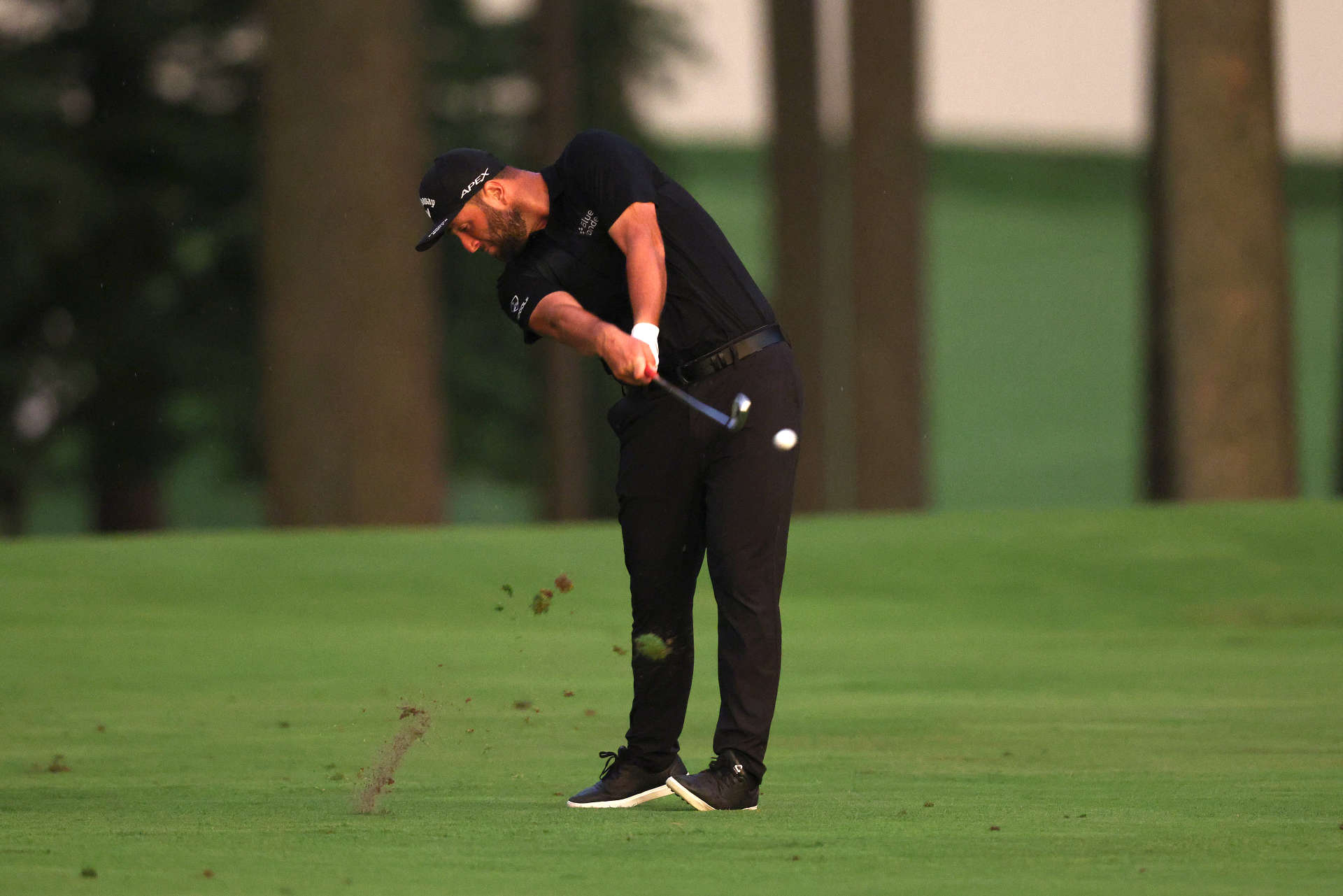 OWINGS MILLS, MARYLAND - AUGUST 27: Jon Rahm of Spain plays a shot on the 16th hole during the second round of the BMW Championship at Caves Valley Golf Club on August 27, 2021 in Owings Mills, Maryland. (Photo by Rob Carr/Getty Images)