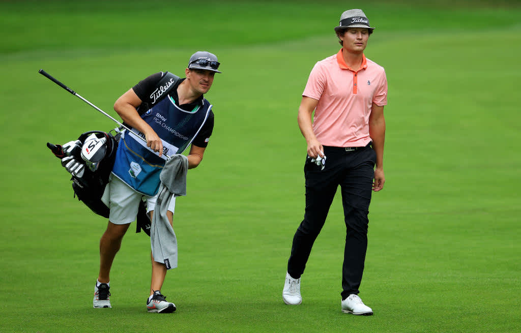 VIRGINIA WATER, ENGLAND - SEPTEMBER 12: Tapio Pulkkanen of Finland walks up the 17th hole during Day Four of The BMW PGA Championship at Wentworth Golf Club on September 12, 2021 in Virginia Water, England. (Photo by Andrew Redington/Getty Images)