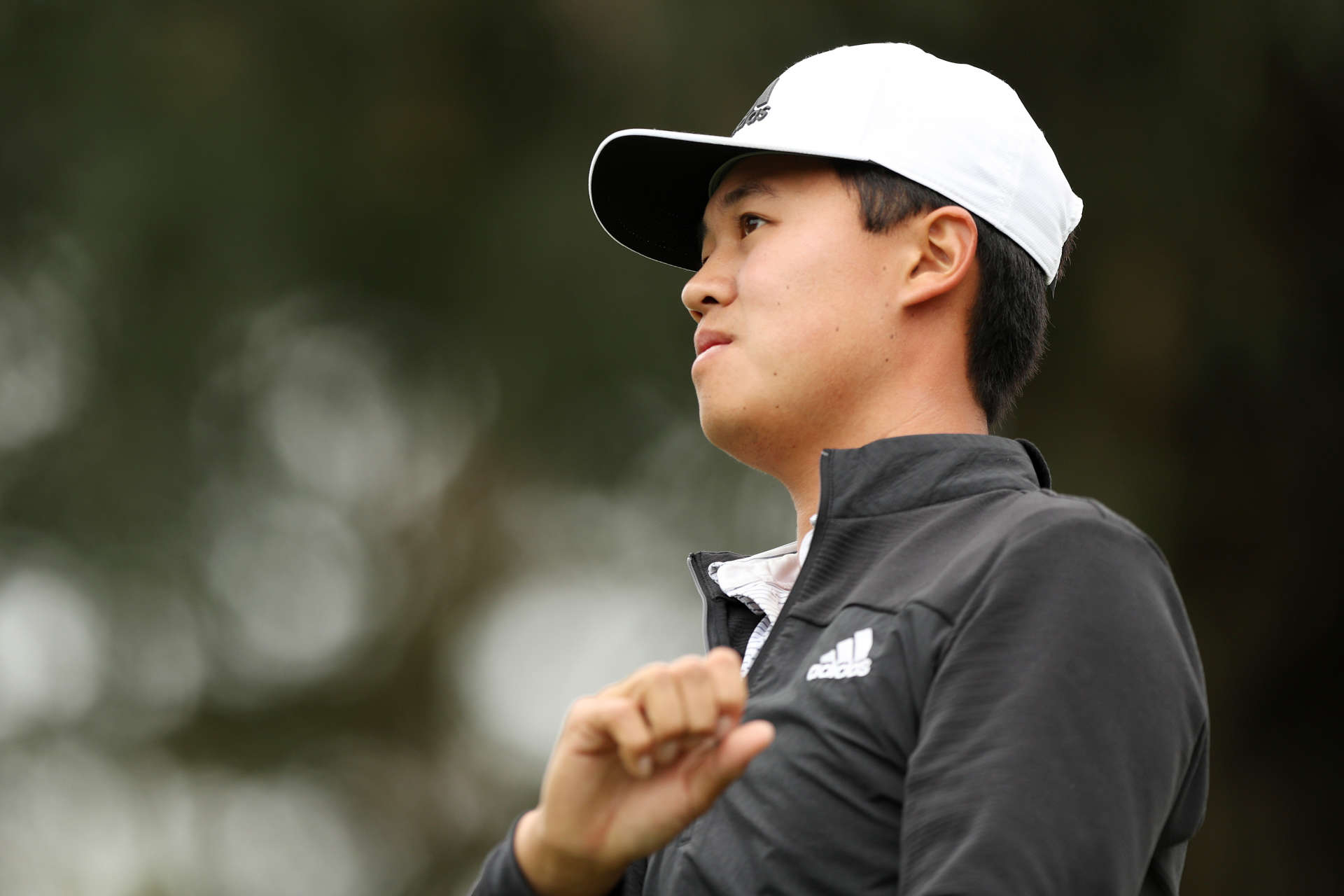 NAPA, CALIFORNIA - SEPTEMBER 17: Brandon Wu hits his tee shot on the 17th hole during round two of the Fortinet Championship at Silverado Resort and Spa on September 17, 2021 in Napa, California. (Photo by Meg Oliphant/Getty Images)