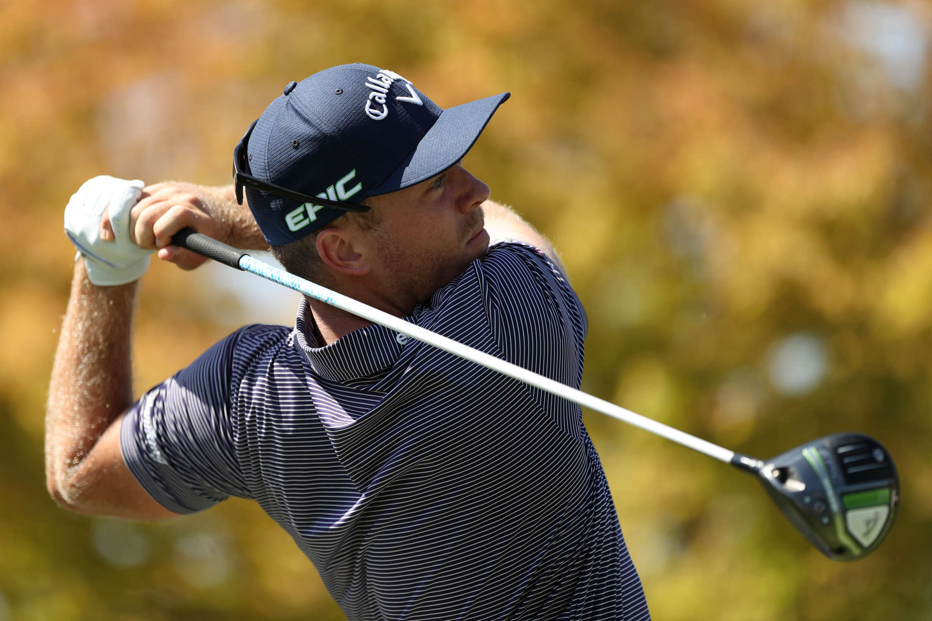 NAPA, CALIFORNIA - SEPTEMBER 17: Talor Gooch hits his tee shot on the first hole during round two of the Fortinet Championship at Silverado Resort and Spa on September 17, 2021 in Napa, California. (Photo by Meg Oliphant/Getty Images)