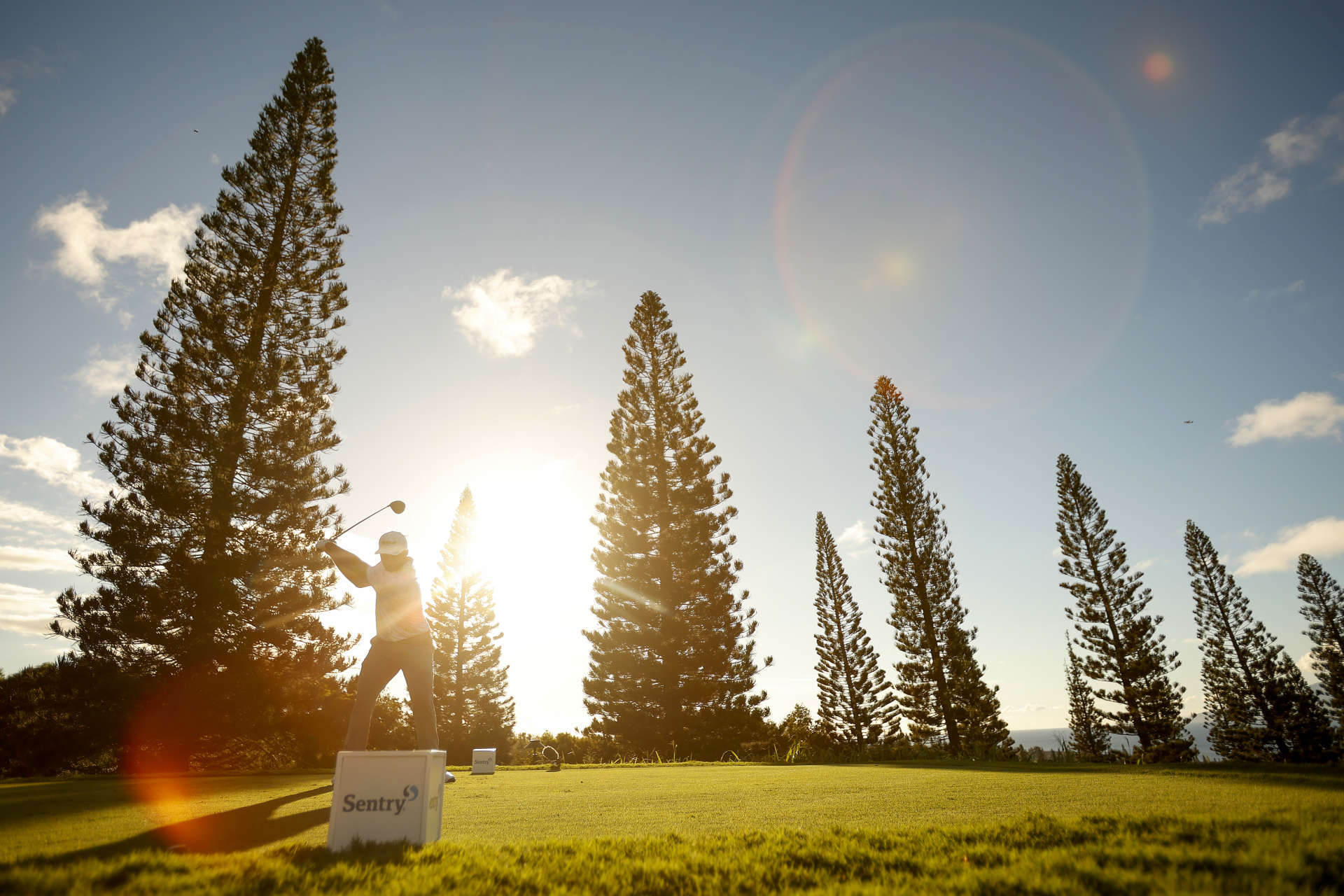 LAHAINA, HAWAII - JANUARY 08: Jon Rahm of Spain plays his shot from the 18th tee during the third round of the Sentry Tournament of Champions at the Plantation Course at Kapalua Golf Club on January 08, 2022 in Lahaina, Hawaii. (Photo by Cliff Hawkins/Getty Images)