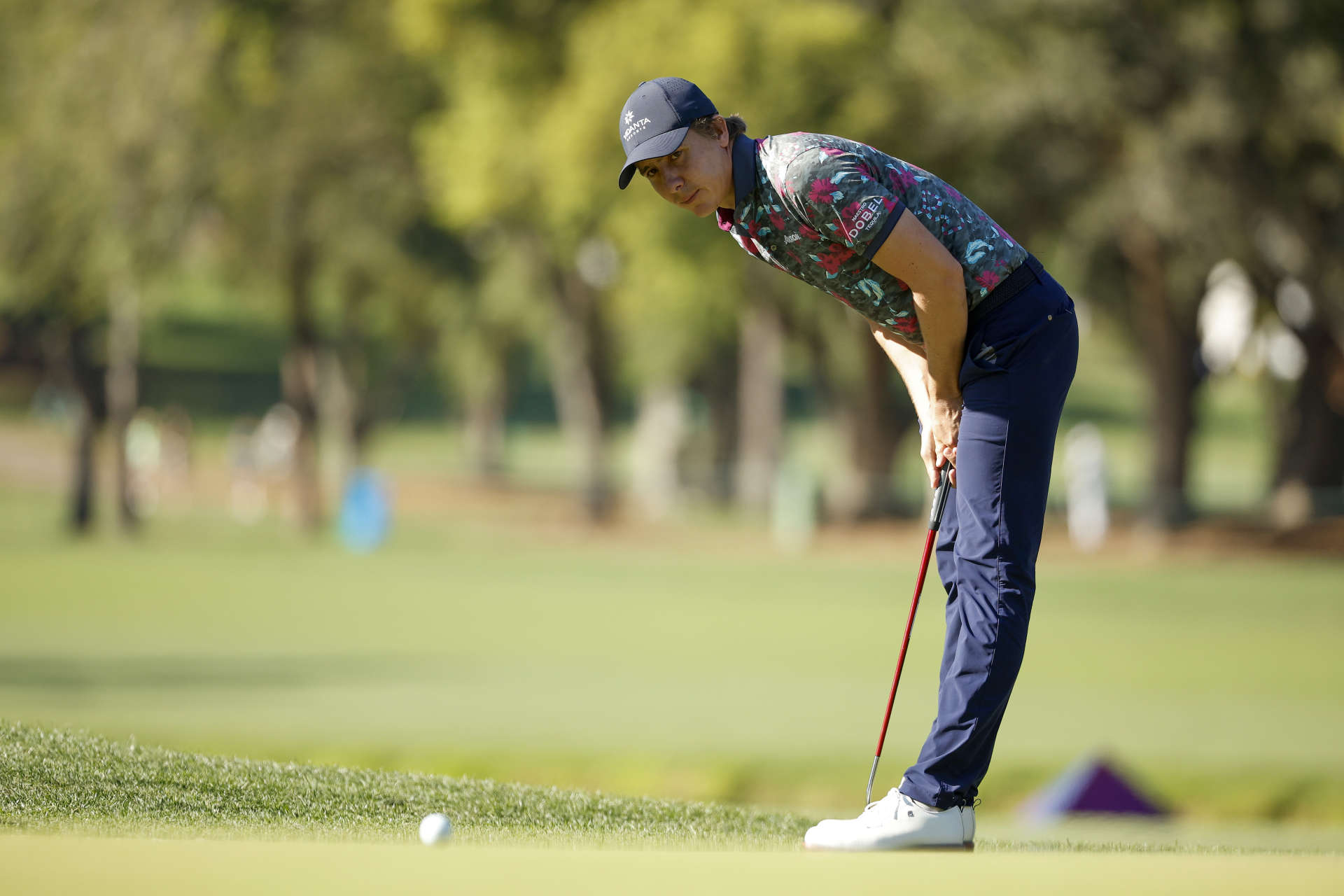 PALM HARBOR, FLORIDA - MARCH 17: Carlos Ortiz of Mexico reacts to his missed putt on the 16th green during the first round of the Valspar Championship on the Copperhead Course at Innisbrook Resort and Golf Club on March 17, 2022 in Palm Harbor, Florida. (Photo by Cliff Hawkins/Getty Images)