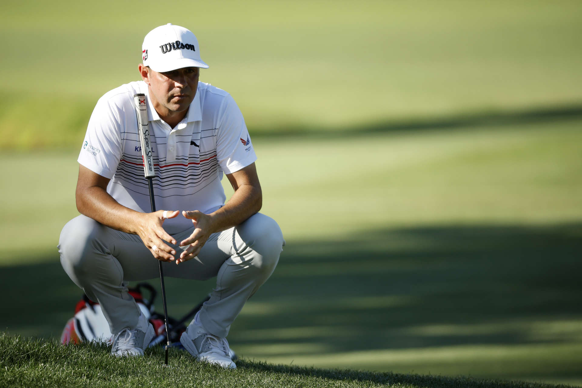 PALM HARBOR, FLORIDA - MARCH 17: Gary Woodland of the United States prepares to putt on the 16th green during the first round of the Valspar Championship on the Copperhead Course at Innisbrook Resort and Golf Club on March 17, 2022 in Palm Harbor, Florida. (Photo by Cliff Hawkins/Getty Images)