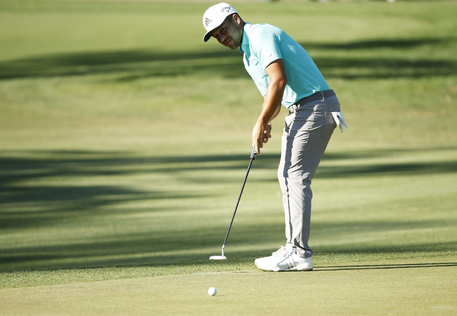 PALM HARBOR, FLORIDA - MARCH 17: Xander Schauffele of the United States putts on the 16th green during the first round of the Valspar Championship on the Copperhead Course at Innisbrook Resort and Golf Club on March 17, 2022 in Palm Harbor, Florida. (Photo by Cliff Hawkins/Getty Images)