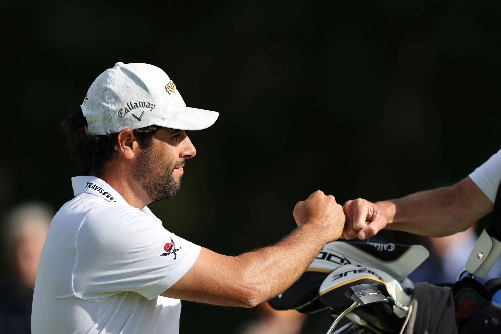 Spanish golfer Adrian Otaegui reacts as he plays during the third and final day of the LIV Golf Invitational Series event at The Centurion Club in St Albans, north of London, on June 11, 2022. - The LIV Golf Invitational London, the launch event of a lucrative and divisive series that is rocking the sport reaches it's conclusion. The $25 million event in St Albans -- the biggest prize pot in history -- is the first of eight tournaments this year bankrolled by Saudi Arabia's sovereign wealth fund, worth a combined $255 million. (Photo by Adrian DENNIS / AFP) (Photo by ADRIAN DENNIS/AFP via Getty Images)