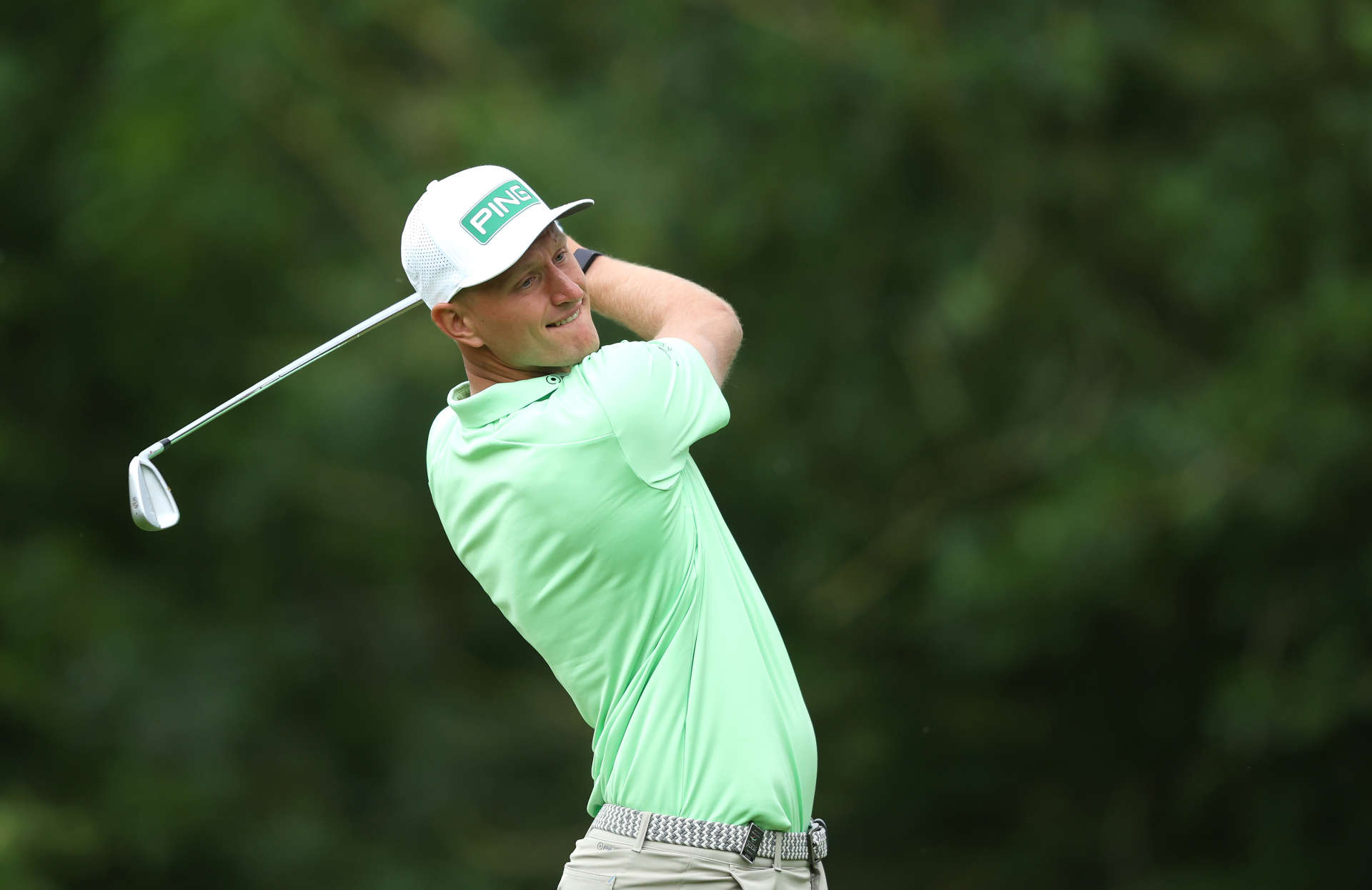 THOMASTOWN, IRELAND - JUNE 30: Adrian Meronk of Poland tees off on the 14th hole during the first round of the Horizon Irish Open at Mount Juliet Estate on June 30, 2022 in Thomastown, Ireland. (Photo by Richard Heathcote/Getty Images)