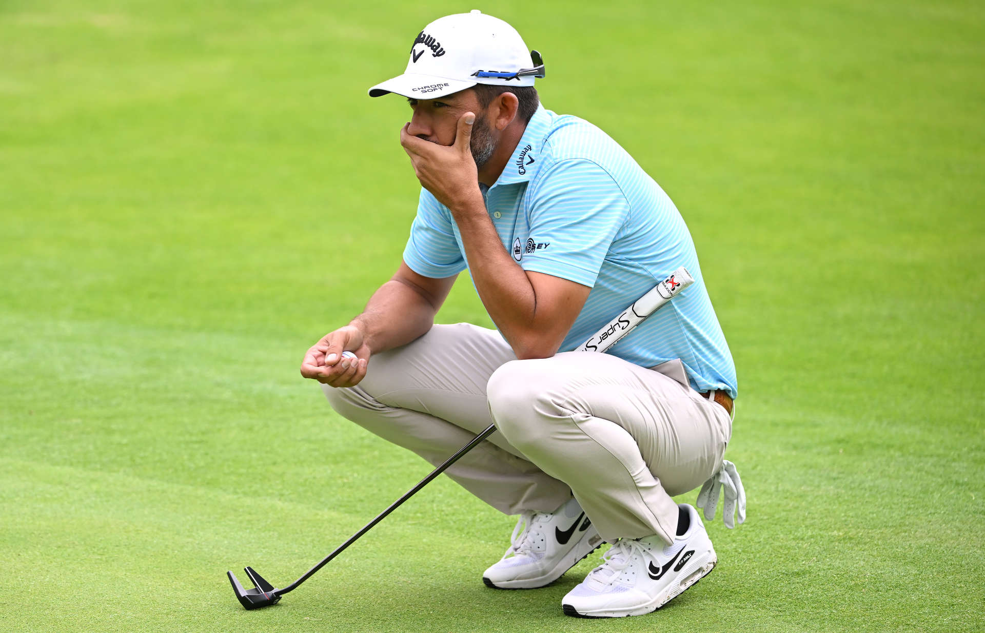 THOMASTOWN, IRELAND - JUNE 30: Pablo Larrazabal of Spain lines up a putt on the 10th green during the first round of the Horizon Irish Open at Mount Juliet Estate on June 30, 2022 in Thomastown, Ireland. (Photo by Ross Kinnaird/Getty Images)