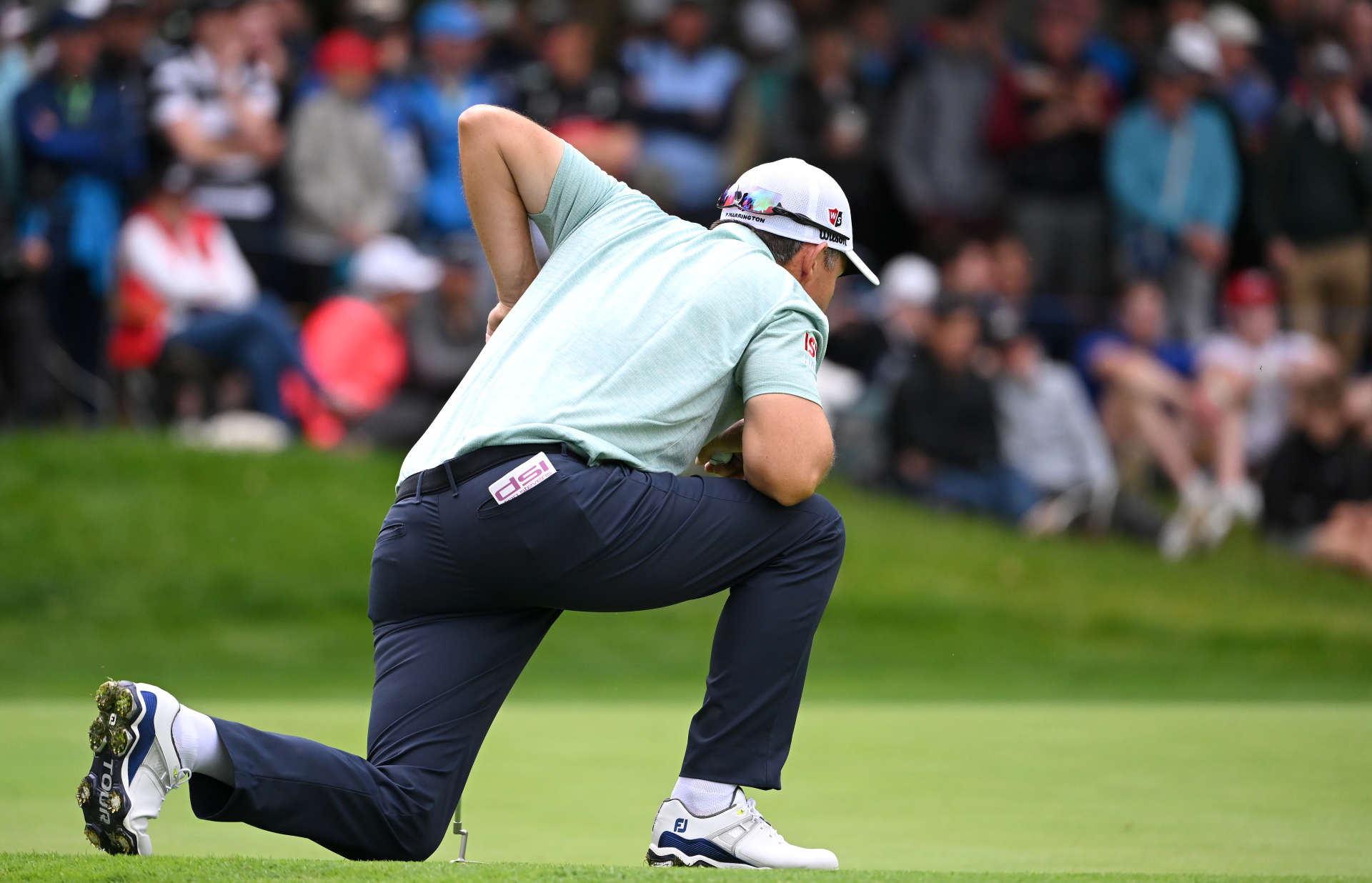 THOMASTOWN, IRELAND - JUNE 30: Padraig Harrington of Ireland lines up a putt on the 14th green during the first round of the Horizon Irish Open at Mount Juliet Estate on June 30, 2022 in Thomastown, Ireland. (Photo by Ross Kinnaird/Getty Images)