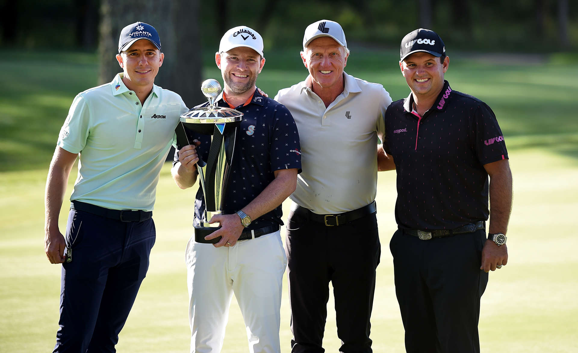 Carlos Ortiz, Branden Grace, Greg Norman and Patrick Reed