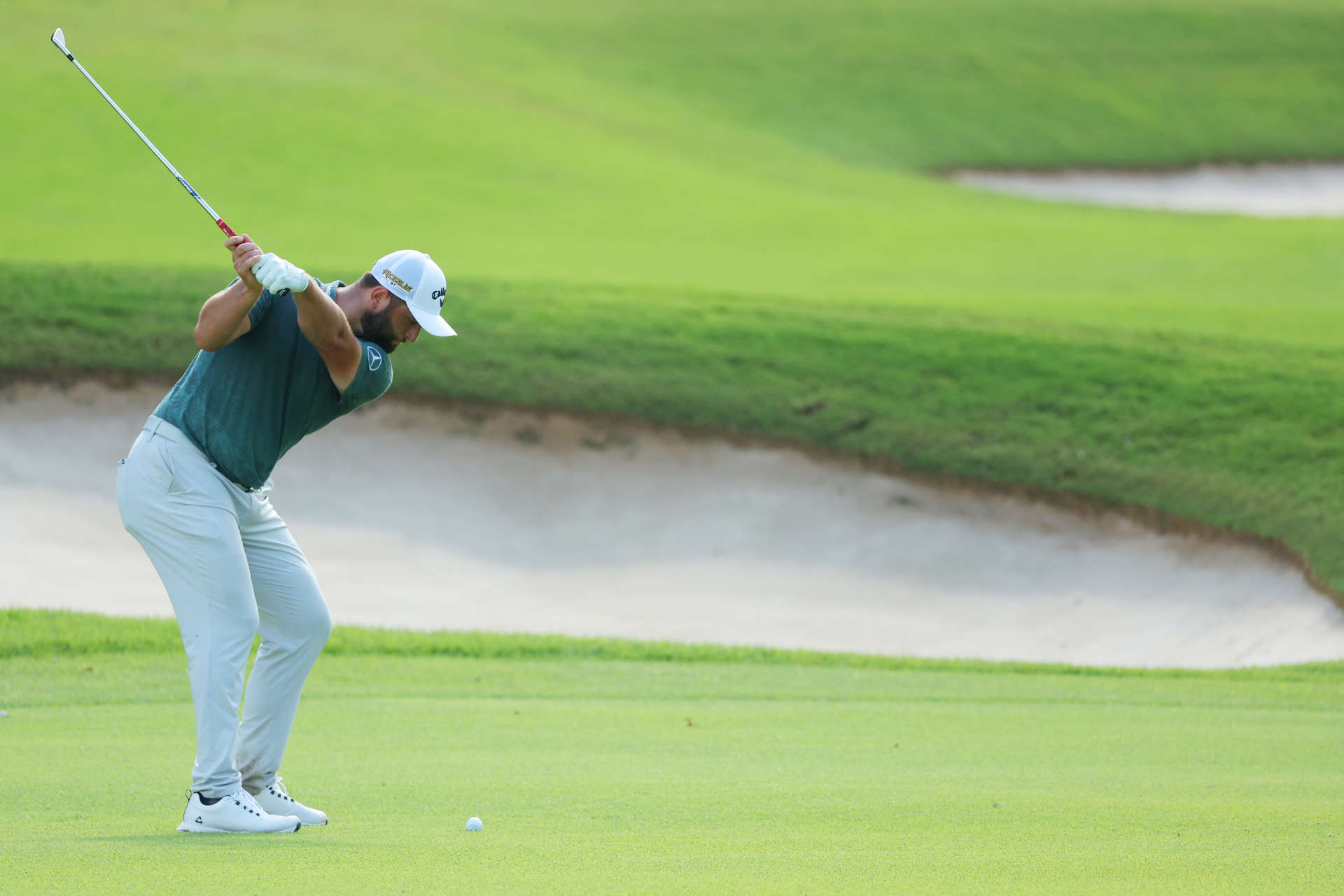 ATLANTA, GEORGIA - AUGUST 26: Jon Rahm of Spain plays a shot on the 16th hole during the second round of the TOUR Championship at East Lake Golf Club on August 26, 2022 in Atlanta, Georgia. (Photo by Kevin C. Cox/Getty Images)