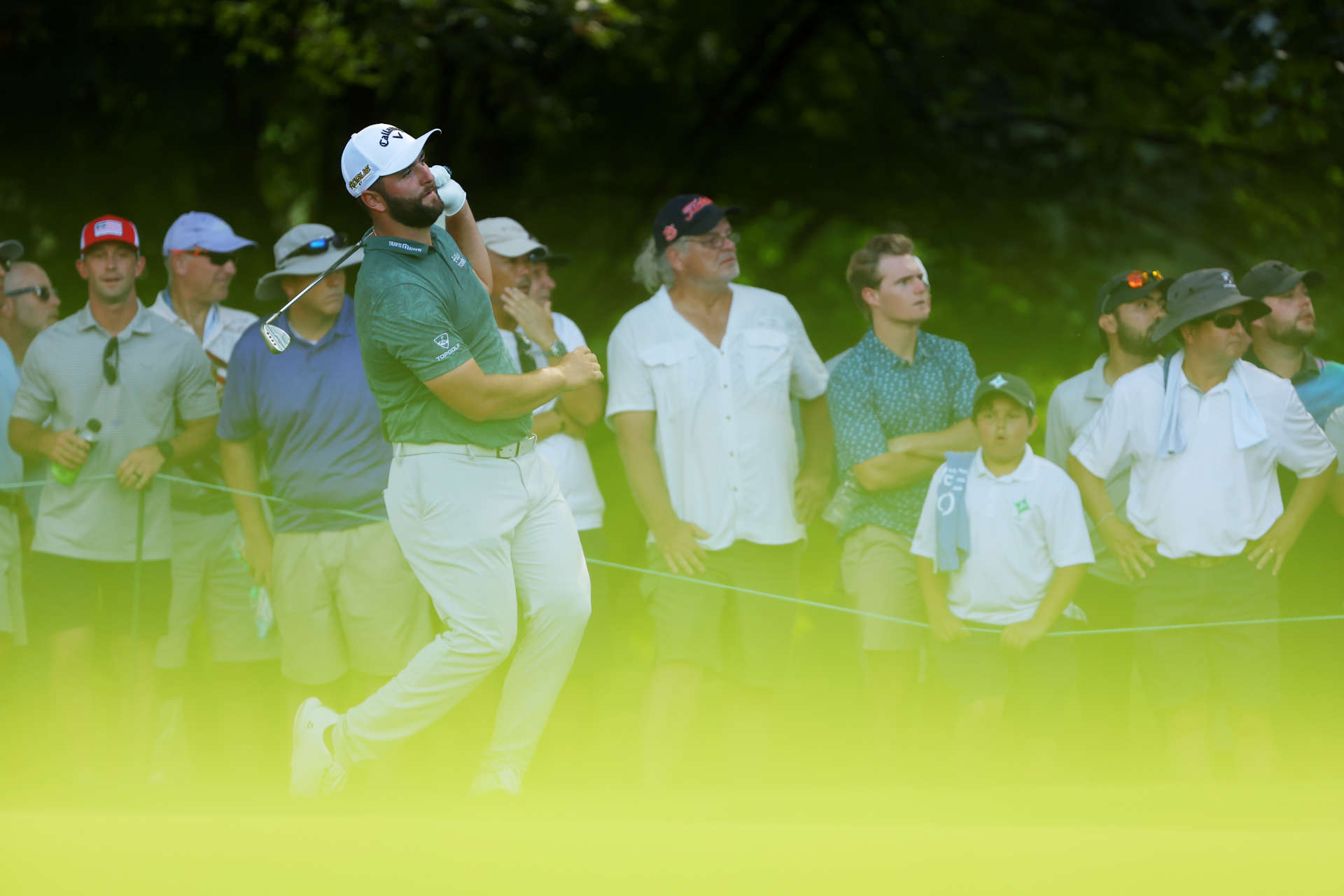 ATLANTA, GEORGIA - AUGUST 26: Jon Rahm of Spain plays a shot on the 17th hole during the second round of the TOUR Championship at East Lake Golf Club on August 26, 2022 in Atlanta, Georgia. (Photo by Kevin C. Cox/Getty Images)