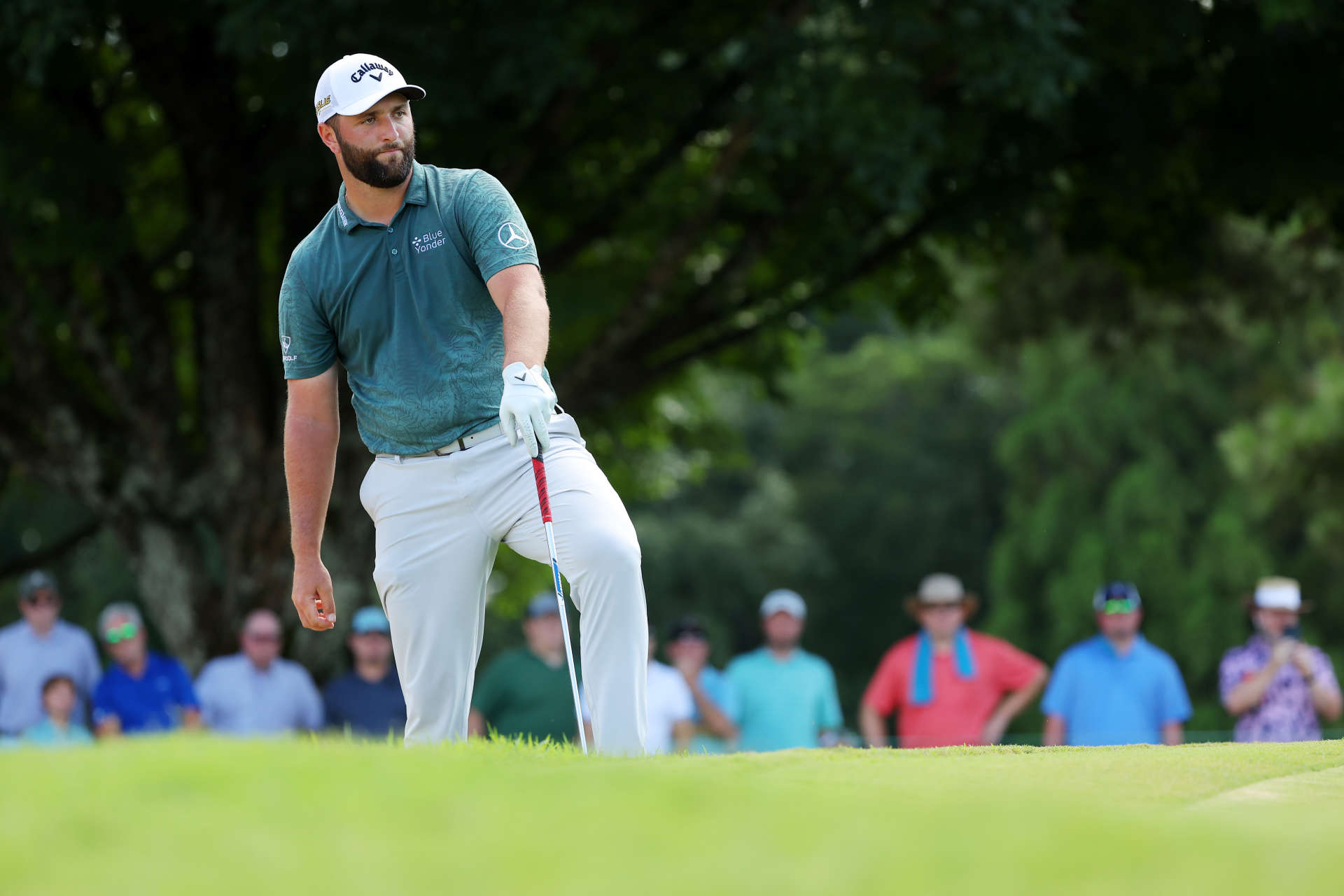 ATLANTA, GEORGIA - AUGUST 26: Jon Rahm of Spain reacts on the 17th hole during the second round of the TOUR Championship at East Lake Golf Club on August 26, 2022 in Atlanta, Georgia. (Photo by Kevin C. Cox/Getty Images)