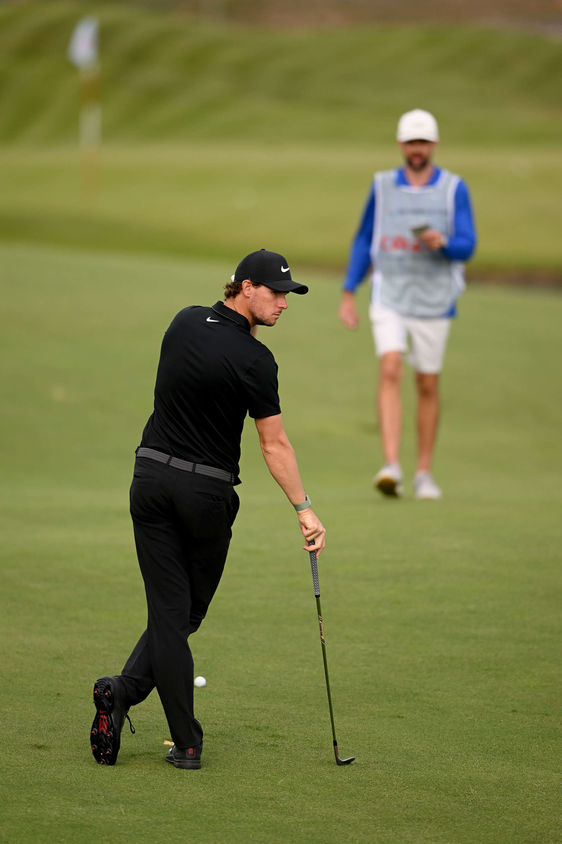 PARIS, FRANCE - SEPTEMBER 23: Thomas Pieters of Belgium waits to play his third shot on the 15th hole on Day Two of the Cazoo Open de France at Le Golf National on September 23, 2022 in Paris, France. (Photo by Ross Kinnaird/Getty Images)