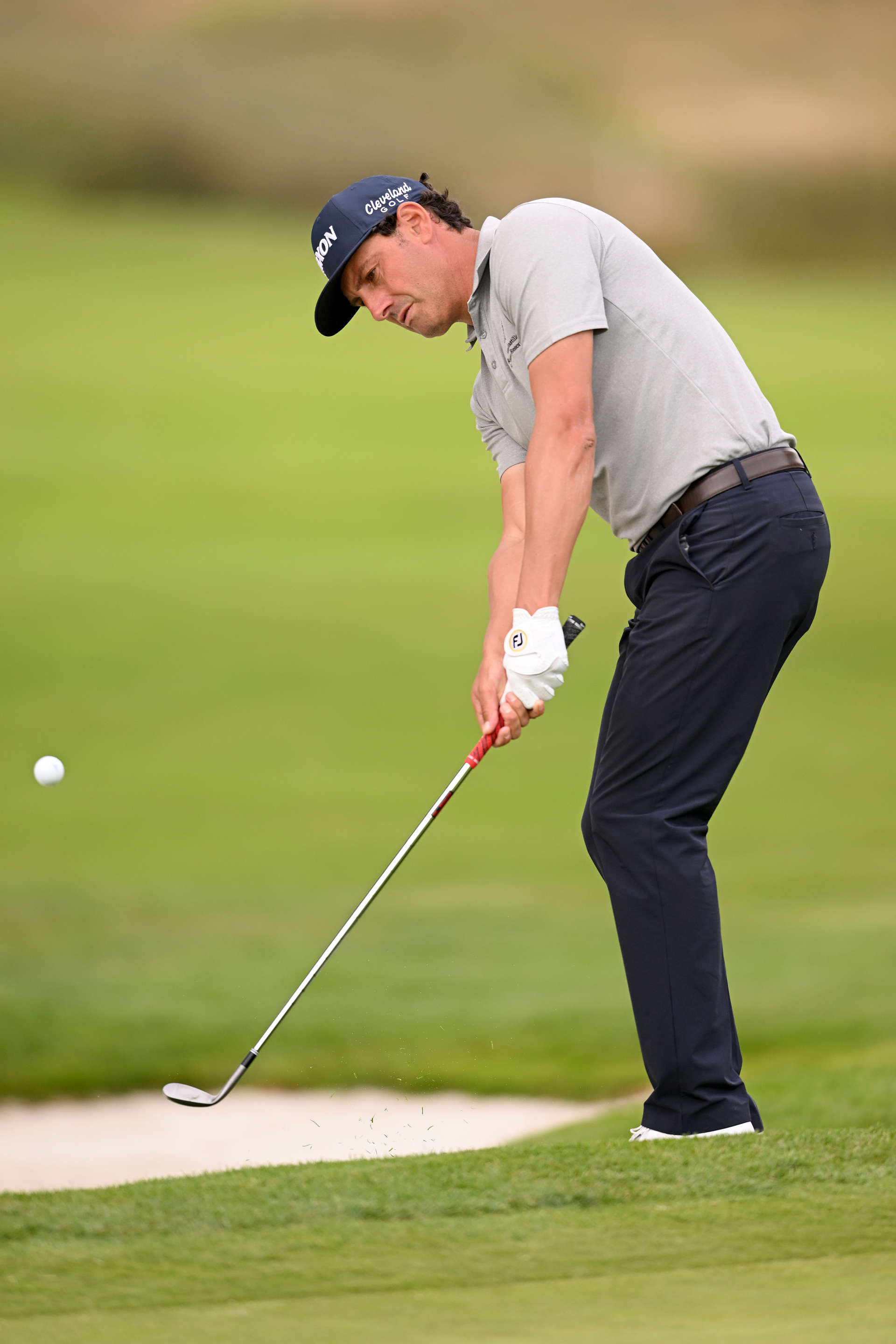 PARIS, FRANCE - SEPTEMBER 23: Alfredo Garcia-Heredia of Spain plays his chipping shot from the 3rd hole on Day Two of the Cazoo Open de France at Le Golf National on September 23, 2022 in Paris, France. (Photo by Ross Kinnaird/Getty Images)