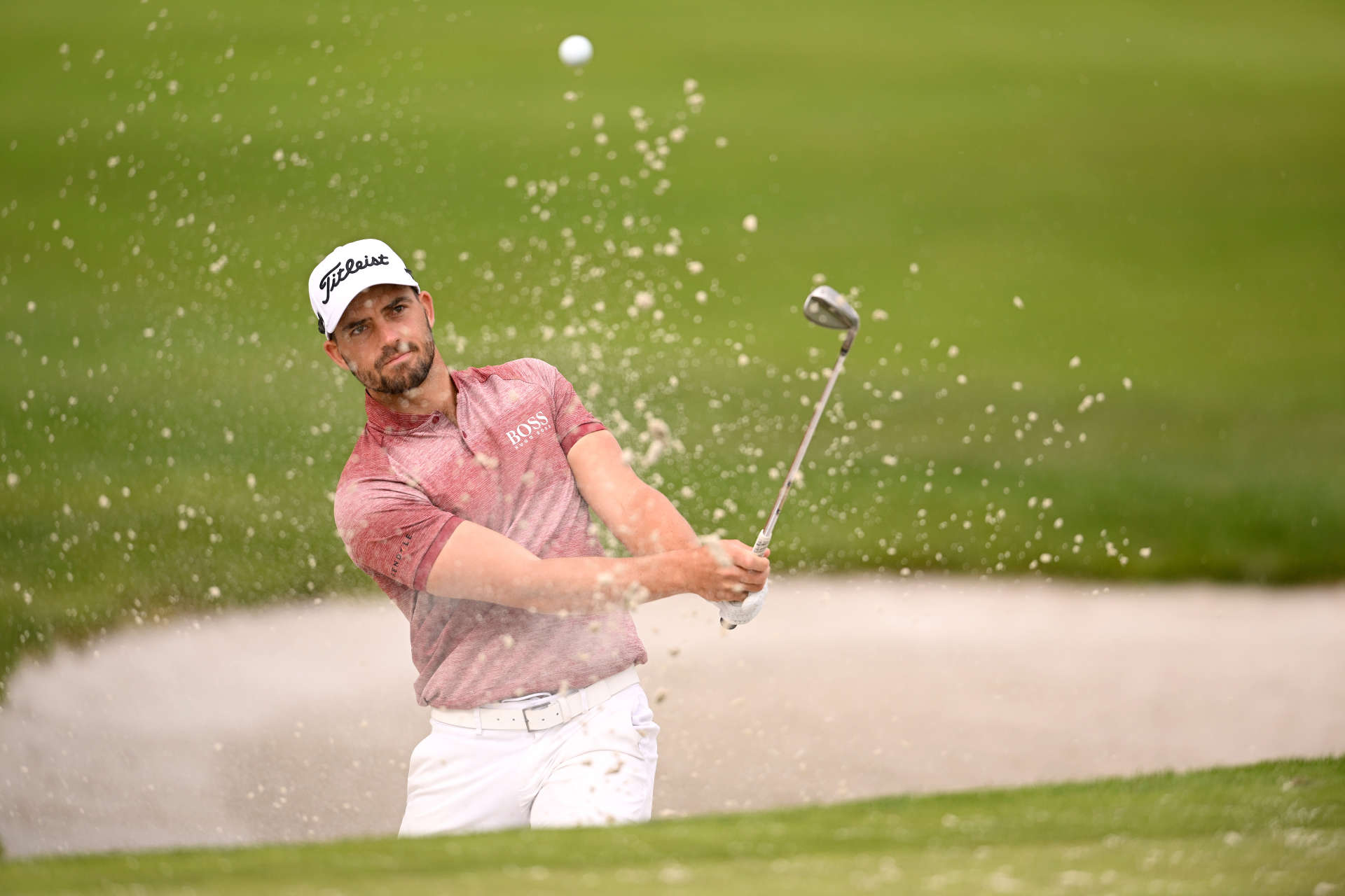 PARIS, FRANCE - SEPTEMBER 23: Haydn Porteous of sSouth Africa plays his fourth shot from the 3rd hole on Day Two of the Cazoo Open de France at Le Golf National on September 23, 2022 in Paris, France. (Photo by Ross Kinnaird/Getty Images)