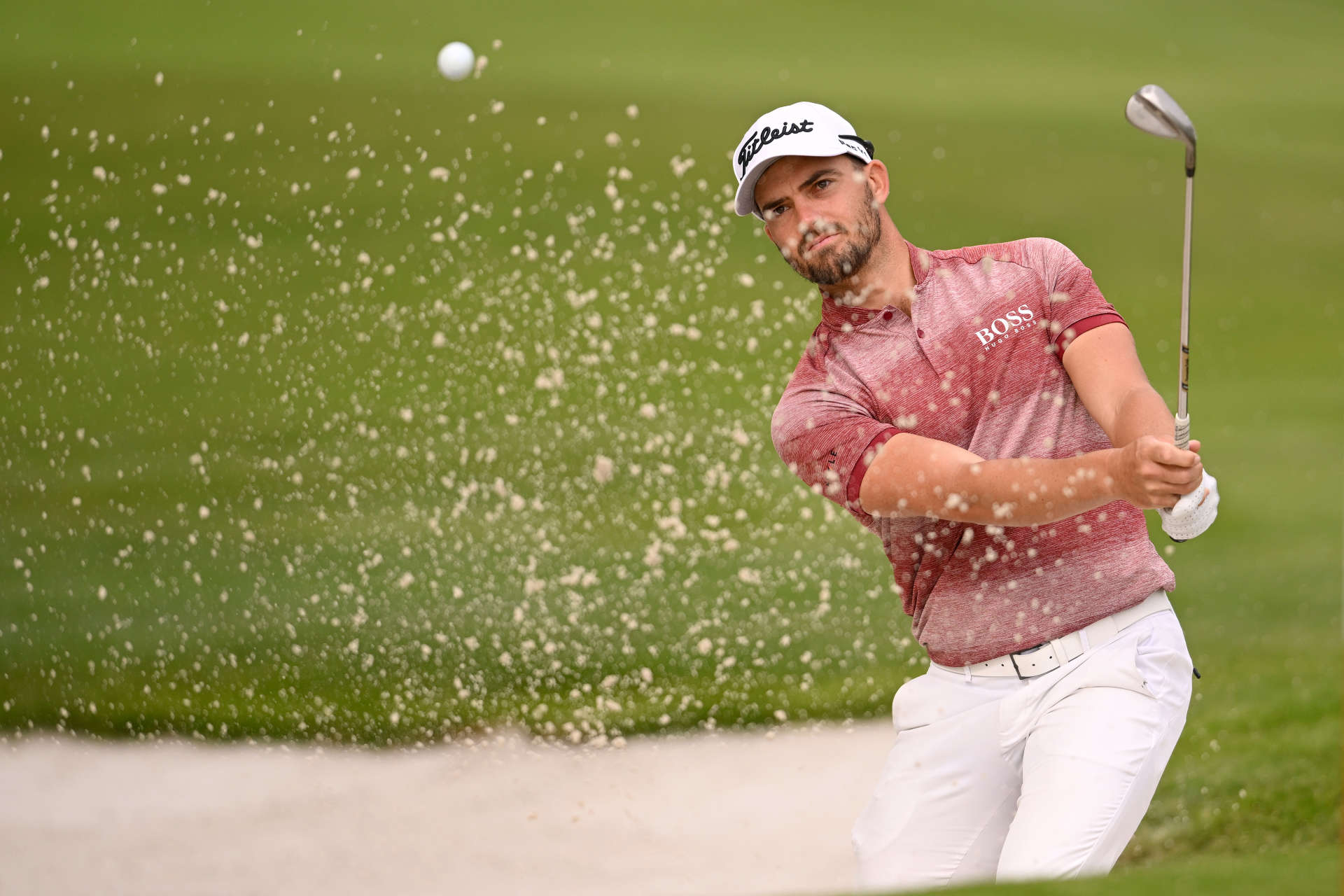 PARIS, FRANCE - SEPTEMBER 23: Haydn Porteous of sSouth Africa plays his third shot from the 3rd hole on Day Two of the Cazoo Open de France at Le Golf National on September 23, 2022 in Paris, France. (Photo by Ross Kinnaird/Getty Images)