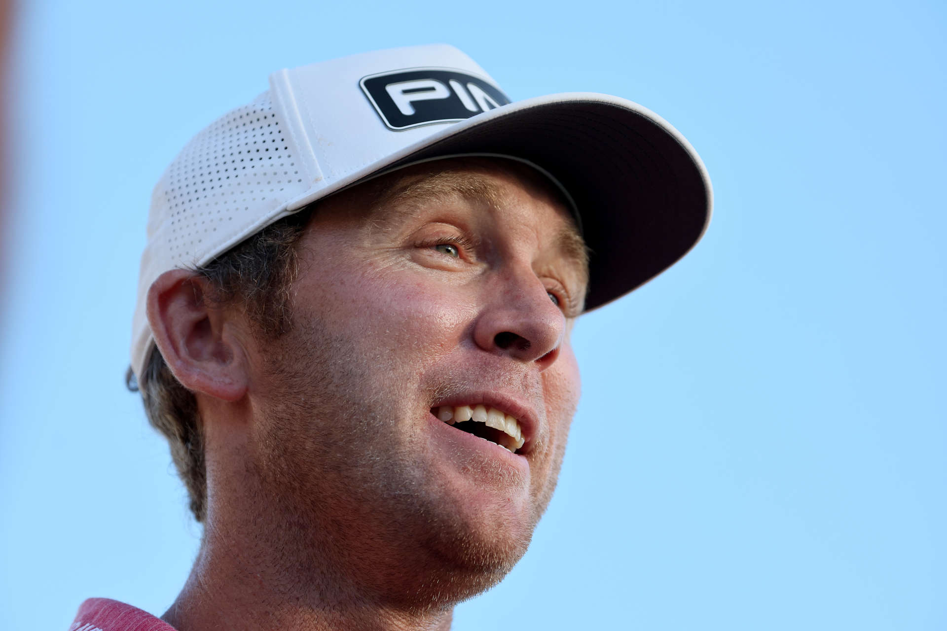 SOUTHAMPTON, BERMUDA - OCTOBER 30: Seamus Power of Ireland is interviewed after winning the Butterfield Bermuda Championship at Port Royal Golf Course on October 30, 2022 in Southampton, . (Photo by Andy Lyons/Getty Images)