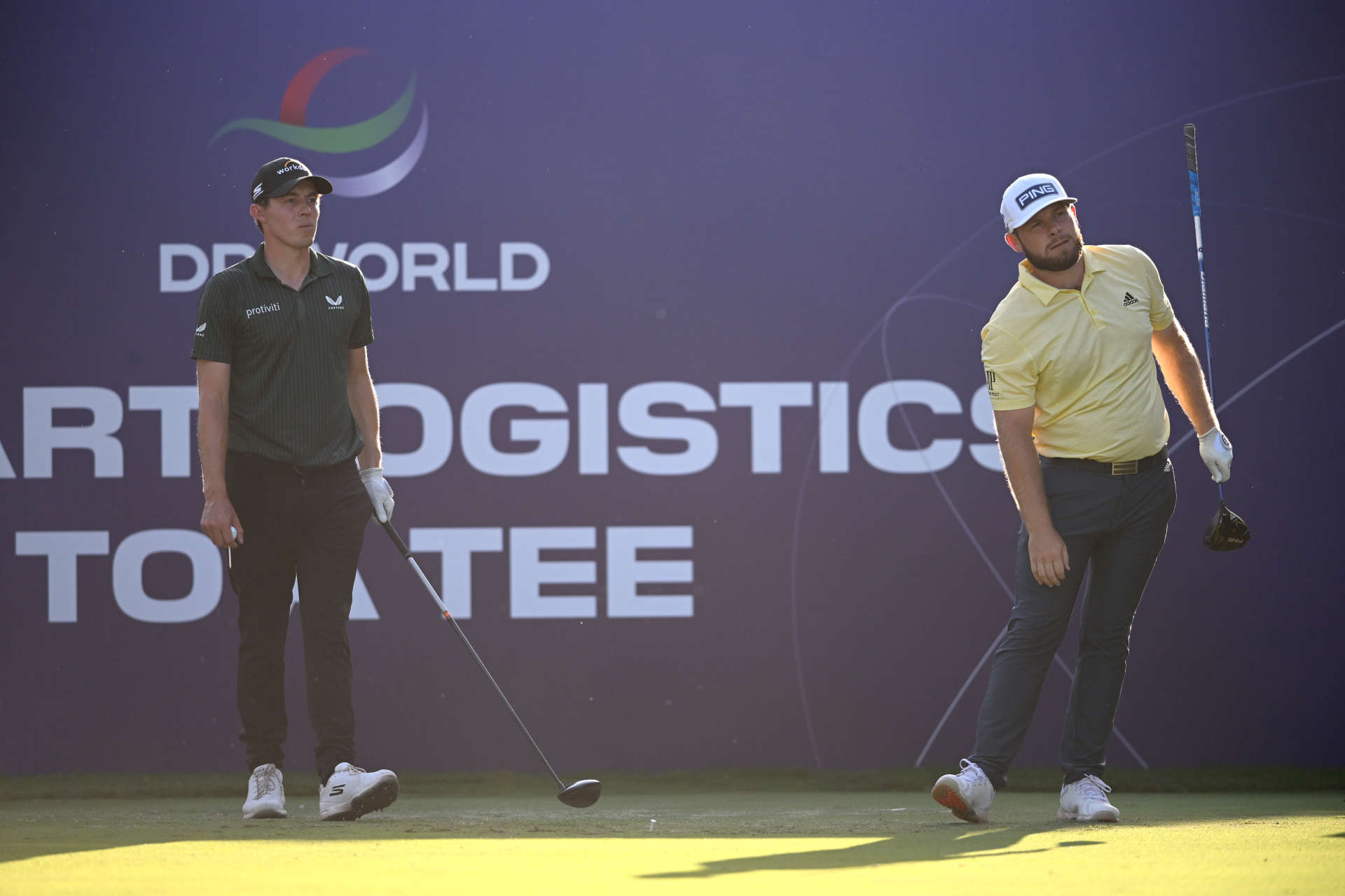DUBAI, UNITED ARAB EMIRATES - NOVEMBER 18: Tyrrel Hatton of England looks on during Day Two of the DP World Tour Championship on the Earth Course at Jumeirah Golf Estates on November 18, 2022 in Dubai, United Arab Emirates. (Photo by Ross Kinnaird/Getty Images)