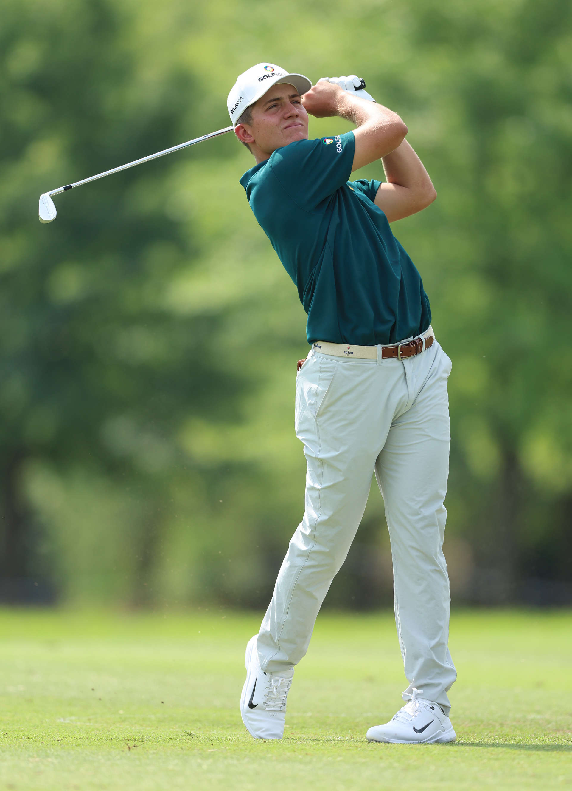 JOHANNESBURG, SOUTH AFRICA - DECEMBER 01: Christiaan Maas of South Africa plays his second shot on the seventh hole during Day One of the Investec South African Open Championship at Blair Atholl Golf & Equestrian Estate on December 01, 2022 in Johannesburg, South Africa. (Photo by Luke Walker/Getty Images)