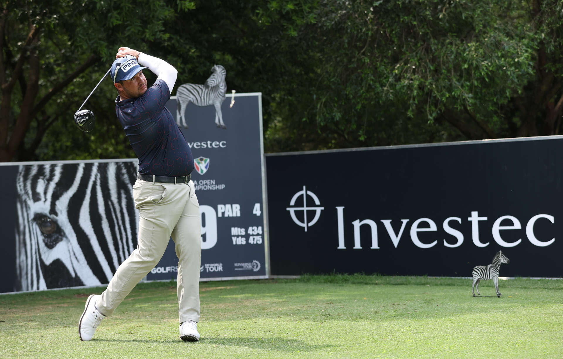 JOHANNESBURG, SOUTH AFRICA - DECEMBER 01: Thriston Lawrence of South Africa tees off on the ninth hole during Day One of the Investec South African Open Championship at Blair Atholl Golf & Equestrian Estate on December 01, 2022 in Johannesburg, South Africa. (Photo by Luke Walker/Getty Images)