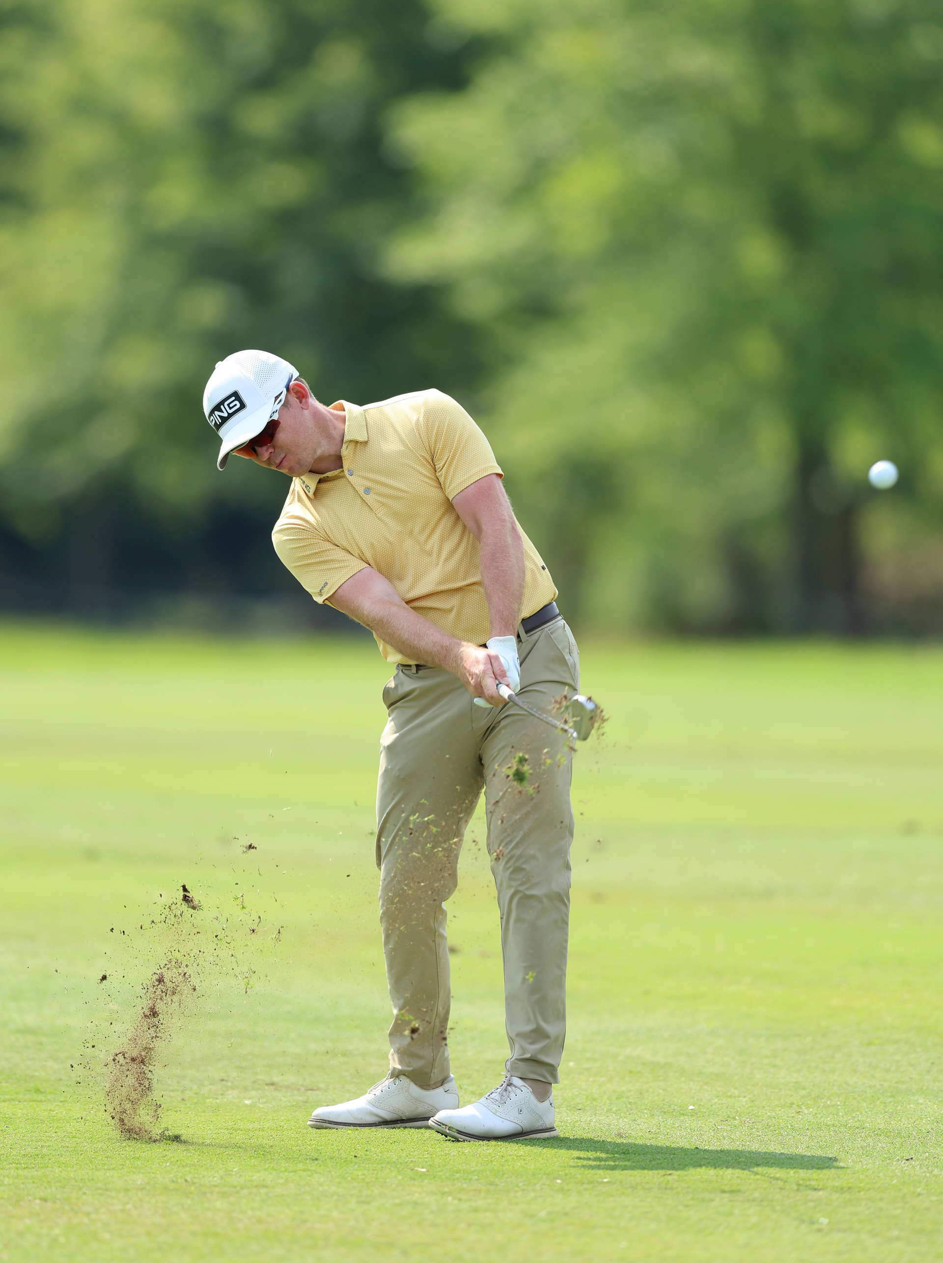 JOHANNESBURG, SOUTH AFRICA - DECEMBER 01: Brandon Stone of South Africa plays his second shot on the ninth hole during Day One of the Investec South African Open Championship at Blair Atholl Golf & Equestrian Estate on December 01, 2022 in Johannesburg, South Africa. (Photo by Luke Walker/Getty Images)
