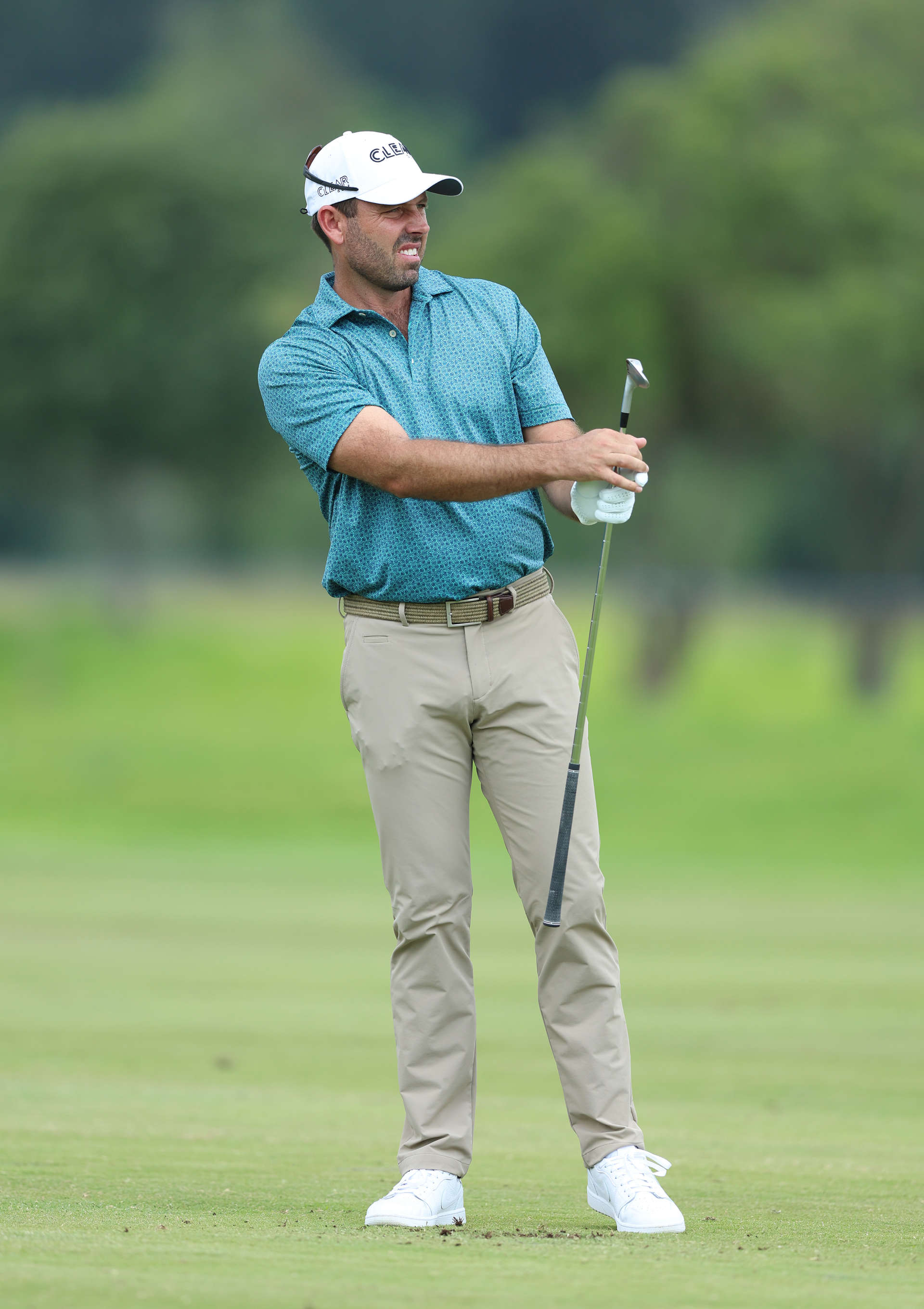 JOHANNESBURG, SOUTH AFRICA - DECEMBER 01: Charl Schwartzel of South Africa plays his second shot on the seventh hole during Day One of the Investec South African Open Championship at Blair Atholl Golf & Equestrian Estate on December 01, 2022 in Johannesburg, South Africa. (Photo by Luke Walker/Getty Images)