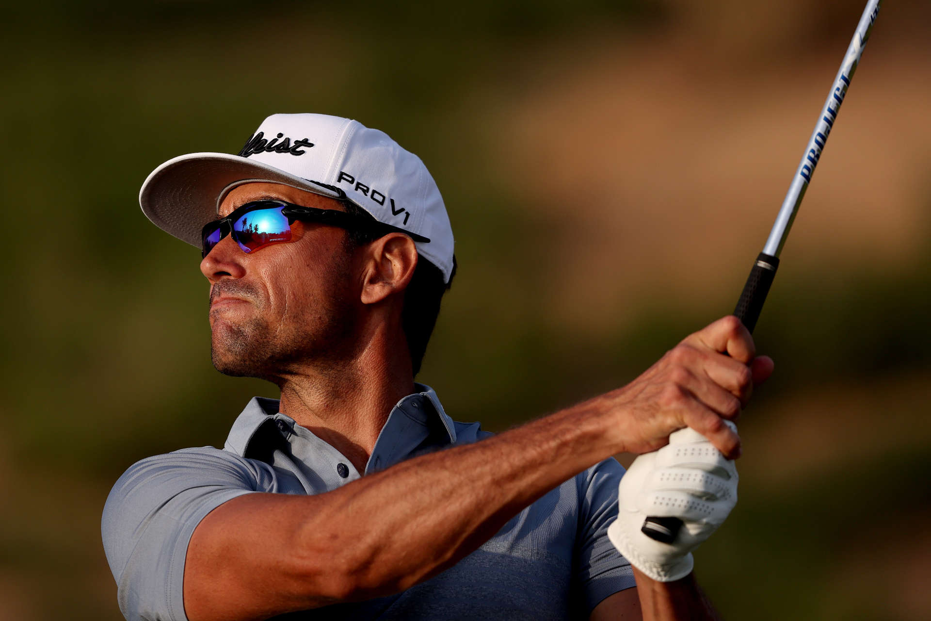 RAS AL KHAIMAH, UNITED ARAB EMIRATES - FEBRUARY 03: Rafa Cabrera Bello of Spain plays his second shot from the 17th Hole on Day Two of the Ras Al Khaimah Championship at Al Hamra Golf Club on February 03, 2023 in Ras al Khaimah, United Arab Emirates. (Photo by Warren Little/Getty Images)