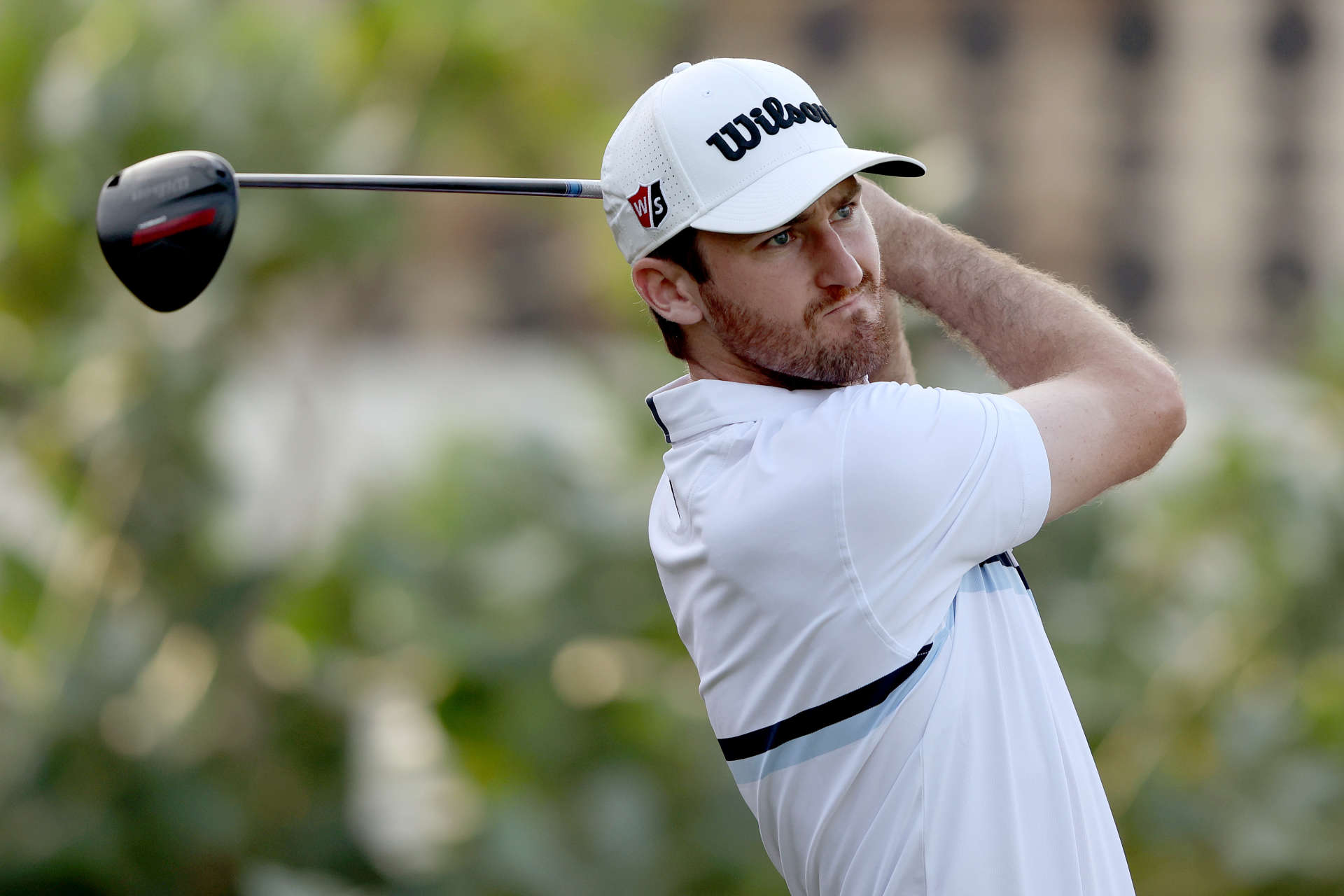 RAS AL KHAIMAH, UNITED ARAB EMIRATES - FEBRUARY 03: Andrew Wilson of England plays his tee shot from the 6th Hole on Day Two of the Ras Al Khaimah Championship at Al Hamra Golf Club on February 03, 2023 in Ras al Khaimah, United Arab Emirates. (Photo by Warren Little/Getty Images)