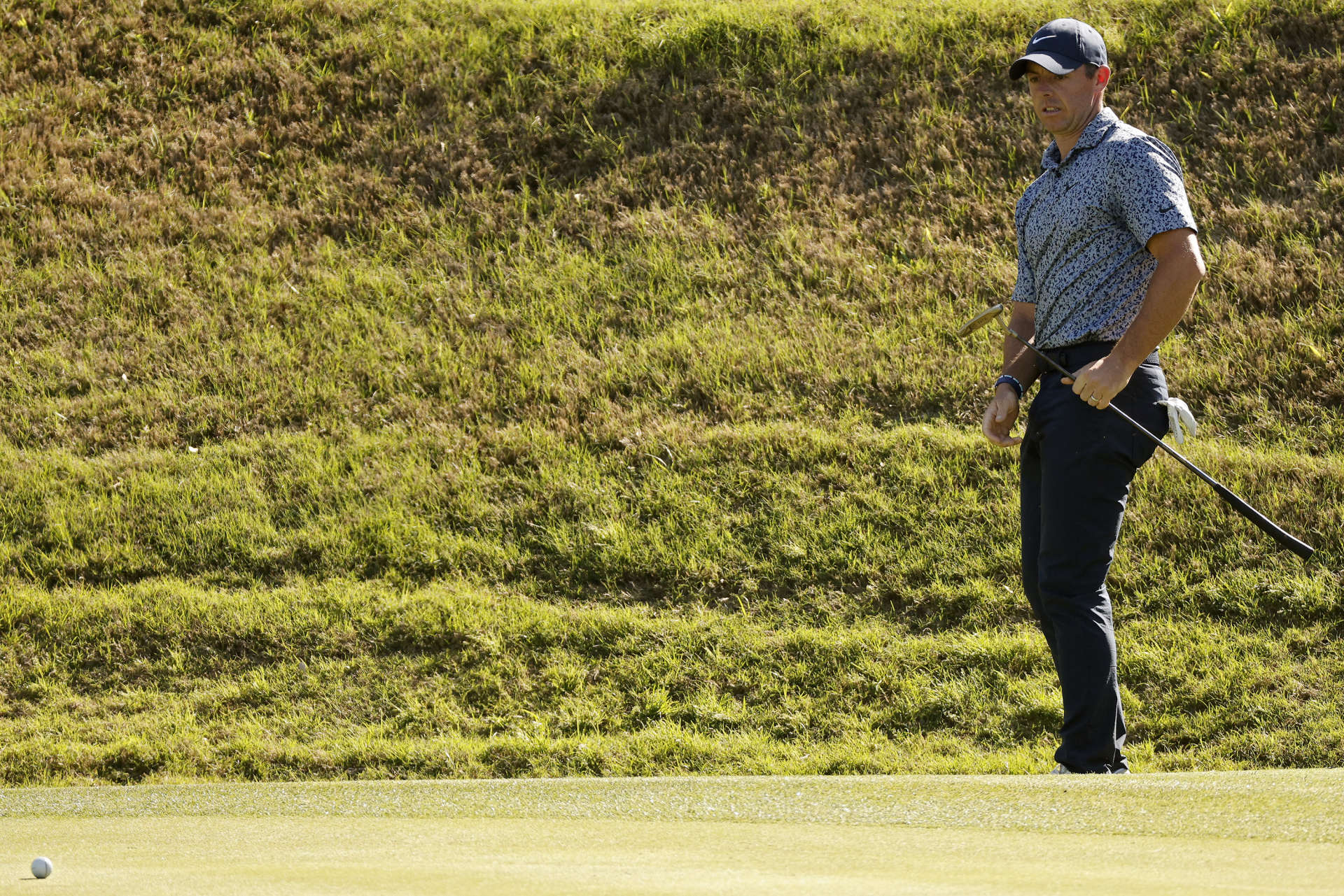 AUSTIN, TEXAS - MARCH 25: Rory McIlroy of Northern Ireland follows his shot on the 17th hole during day four of the World Golf Championships-Dell Technologies Match Play at Austin Country Club on March 25, 2023 in Austin, Texas. (Photo by Mike Mulholland/Getty Images)
