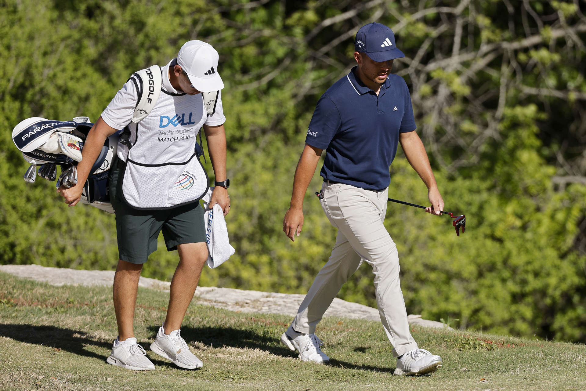 AUSTIN, TEXAS - MARCH 25: Xander Schauffele of the United States walks across the 17th hole during day four of the World Golf Championships-Dell Technologies Match Play at Austin Country Club on March 25, 2023 in Austin, Texas. (Photo by Mike Mulholland/Getty Images)