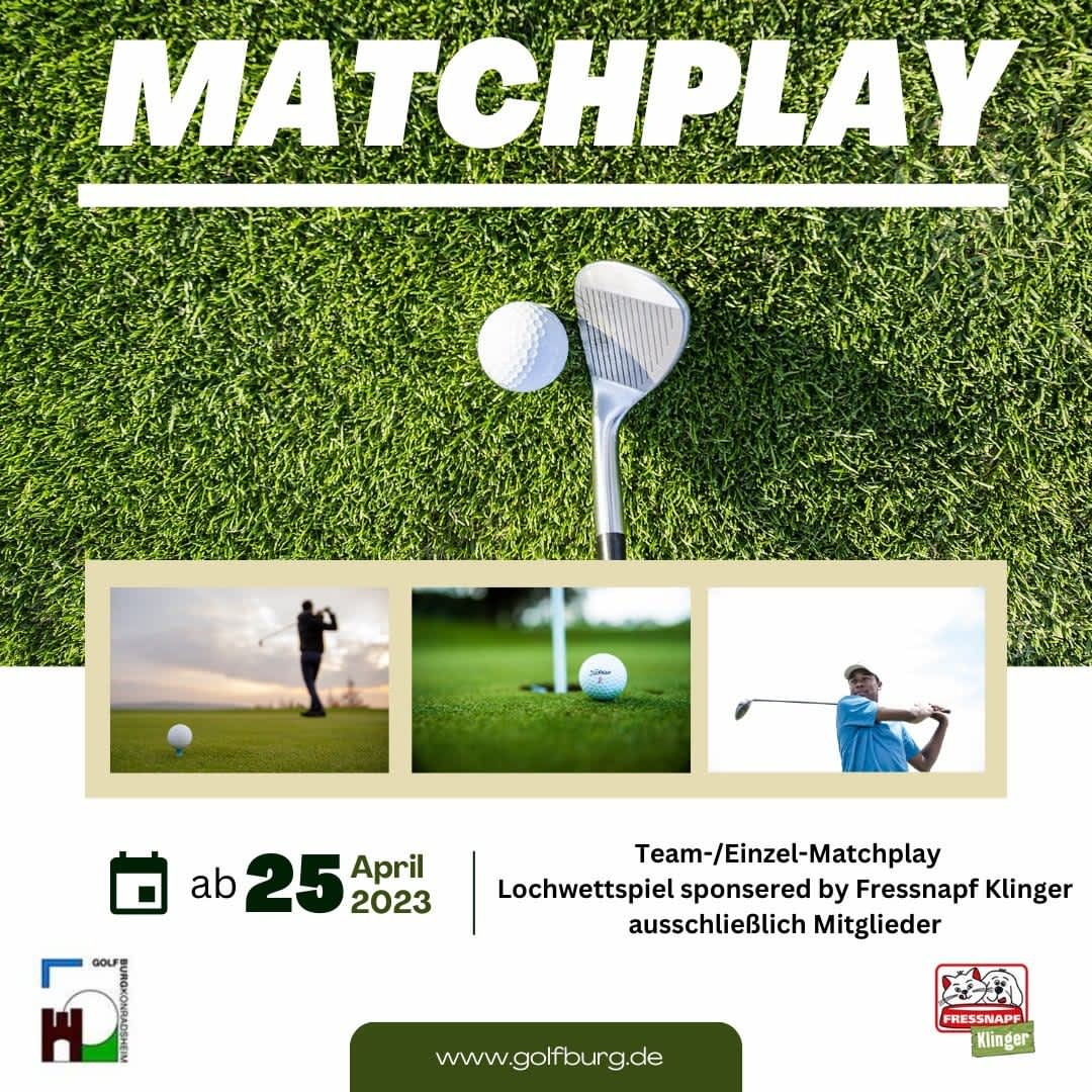 Bald ist es soweit! Unsere beliebte Matchplayserie beginnt wieder.
																																										Schnell anmelden unter www.golfburg.de oder telefonisch unter 02235955660.
																																										#golfburgkonradsheim #golf #golfspielen #teamplay #matchplay #golfclub #rausinsgrüne #sportmachtgl...