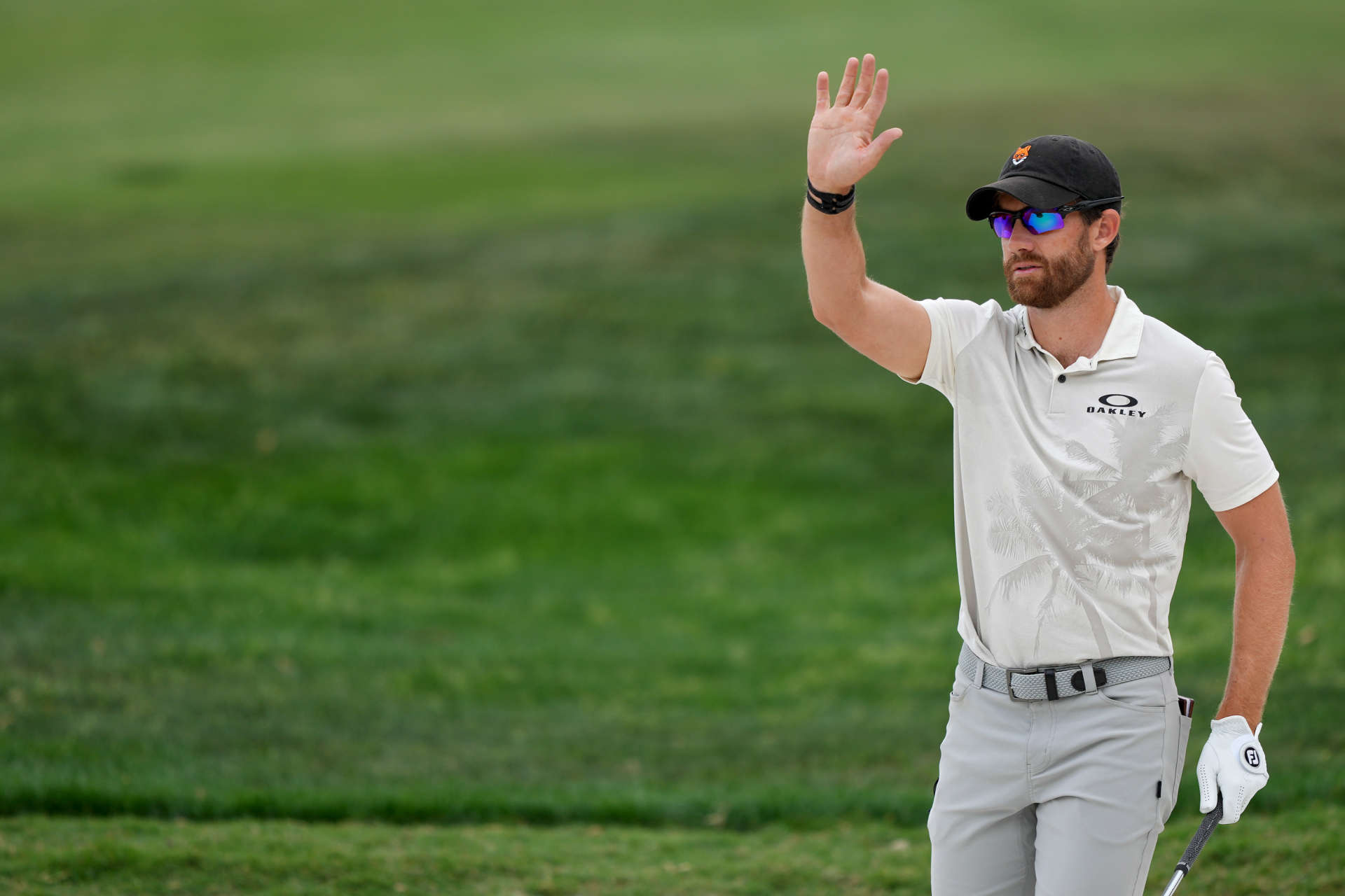 SAN ANTONIO, TEXAS - APRIL 01: Patrick Rodgers of the United States lines up a shot on the 18th hole during the third round of the Valero Texas Open at TPC San Antonio on April 01, 2023 in San Antonio, Texas. (Photo by Alex Bierens de Haan/Getty Images)