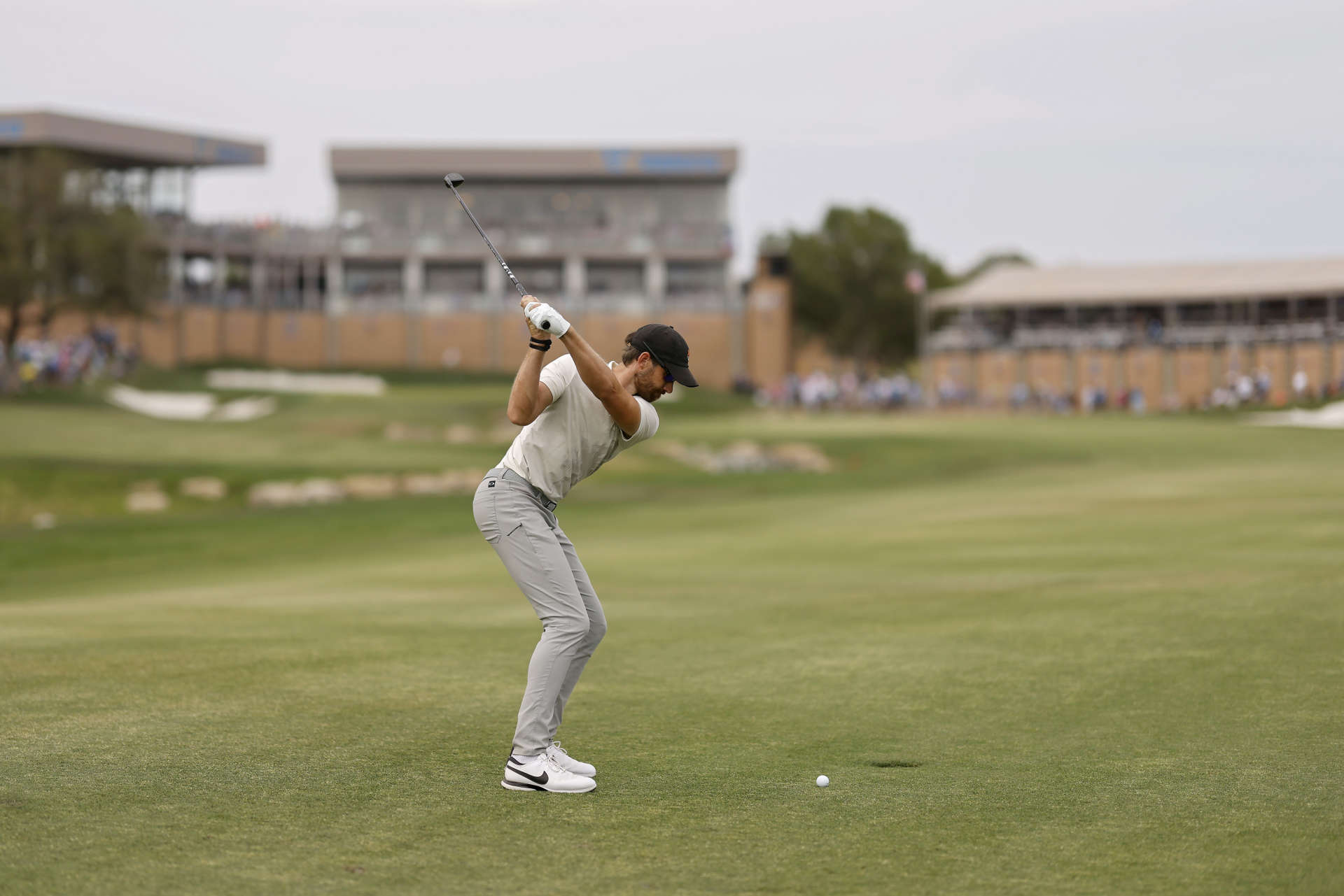 SAN ANTONIO, TEXAS - APRIL 01: Patrick Rodgers of the United States plays his shot on the 18th hole during the third round of the Valero Texas Open at TPC San Antonio on April 01, 2023 in San Antonio, Texas. (Photo by Mike Mulholland/Getty Images)