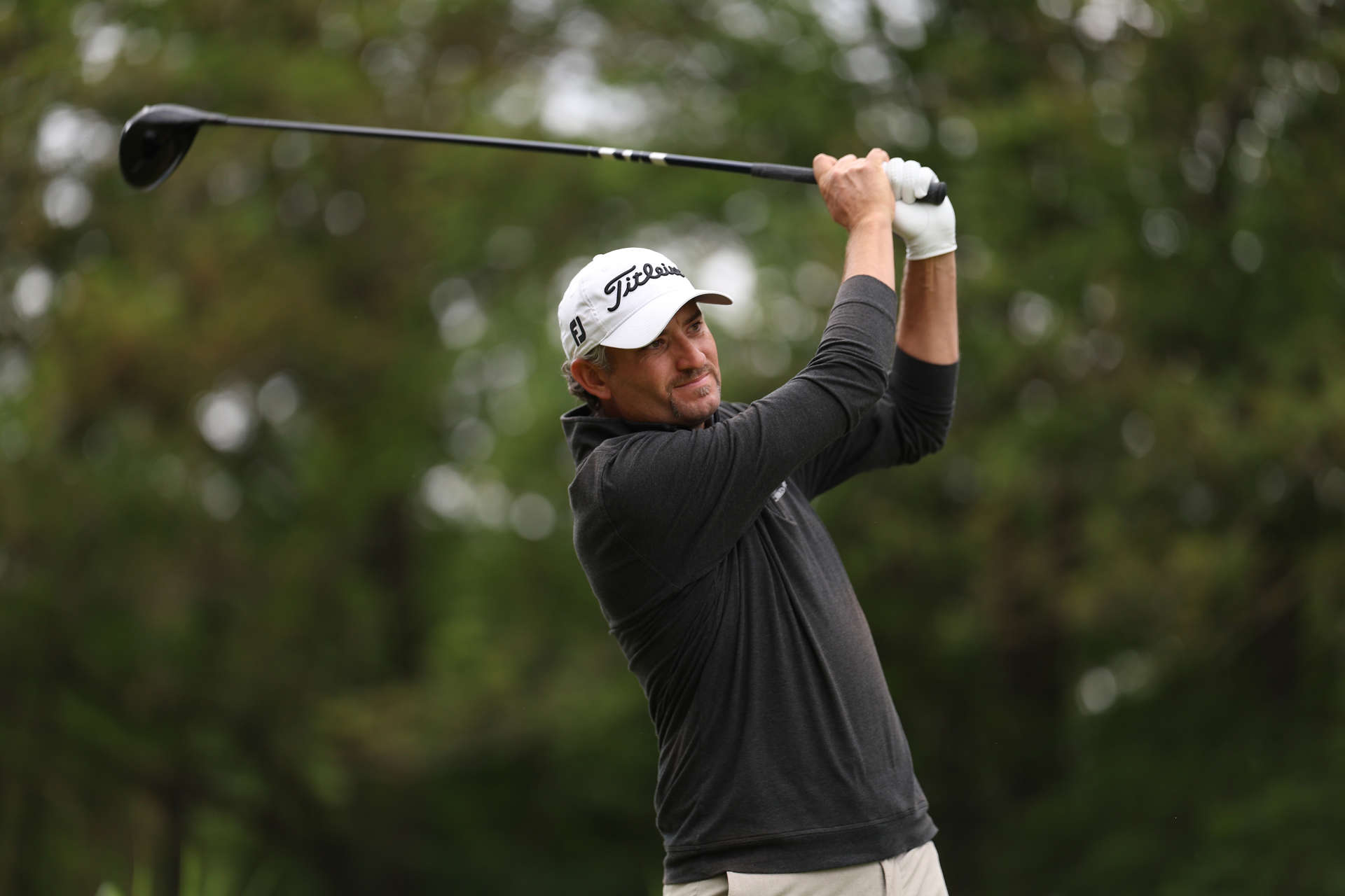 CROMVOIRT, NETHERLANDS - MAY 25: Gunner Wiebe of the United States tees off on the seventh hole during Day One of the KLM Open at Bernardus Golf on May 25, 2023 in Netherlands. (Photo by Dean Mouhtaropoulos/Getty Images)